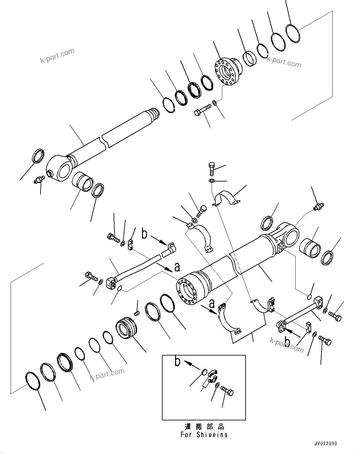 Komatsu parts book diagram for HB365LC-3E0 S/N K75001-UP: ARM, 2200MM, BUCKET CYLINDER