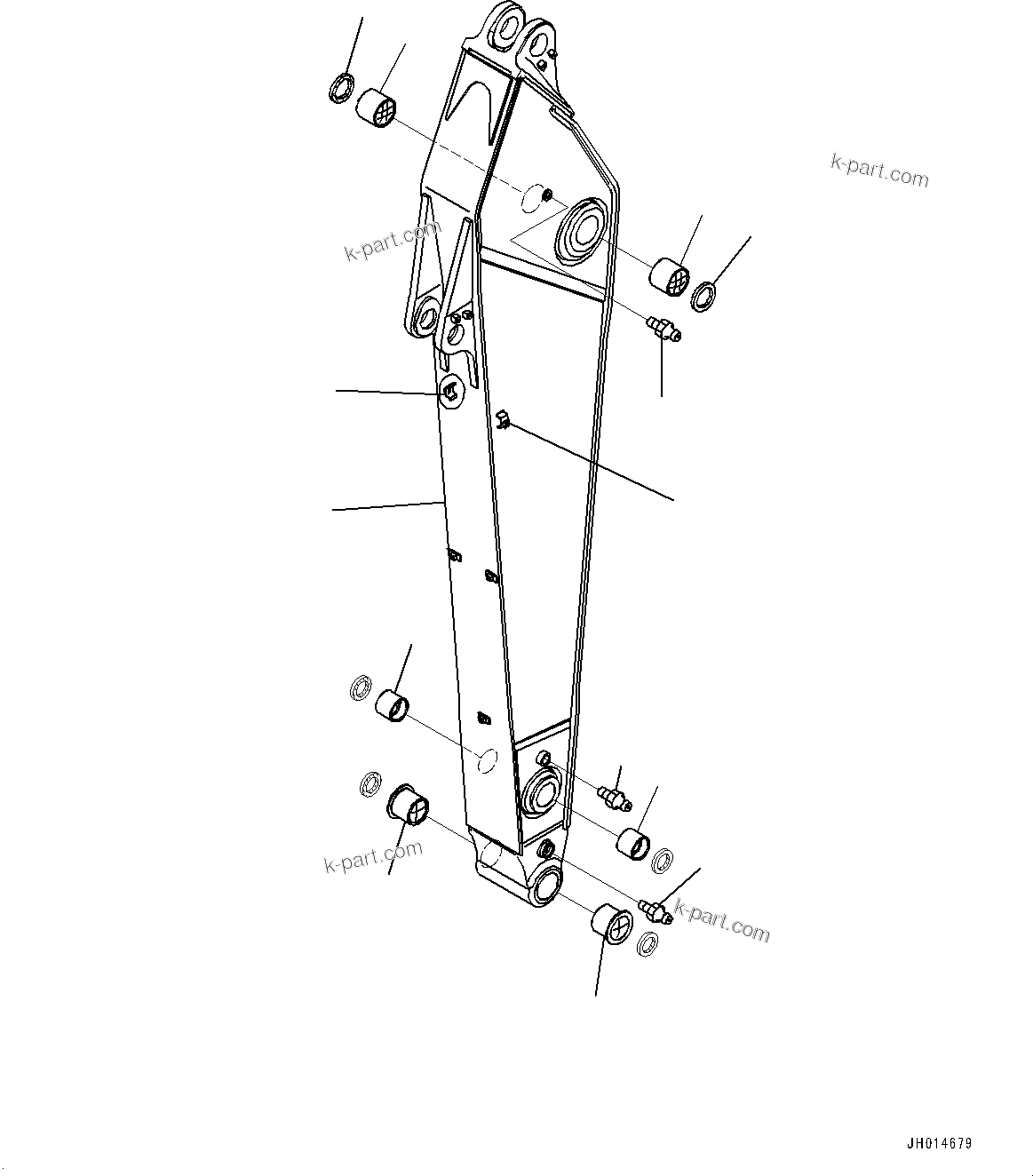 Komatsu parts book diagram for HB365LC-3E0 S/N K75001-UP: ARM, 3200MM, QUICK COUPLING, ARM AND BUSHING