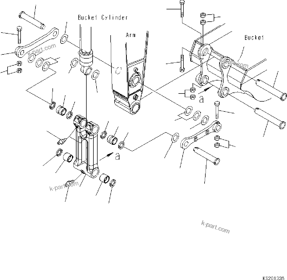Komatsu parts book diagram for HB365LC-3E0 S/N K75001-UP: ARM, 3200MM, QUICK COUPLING, BUCKET LINK