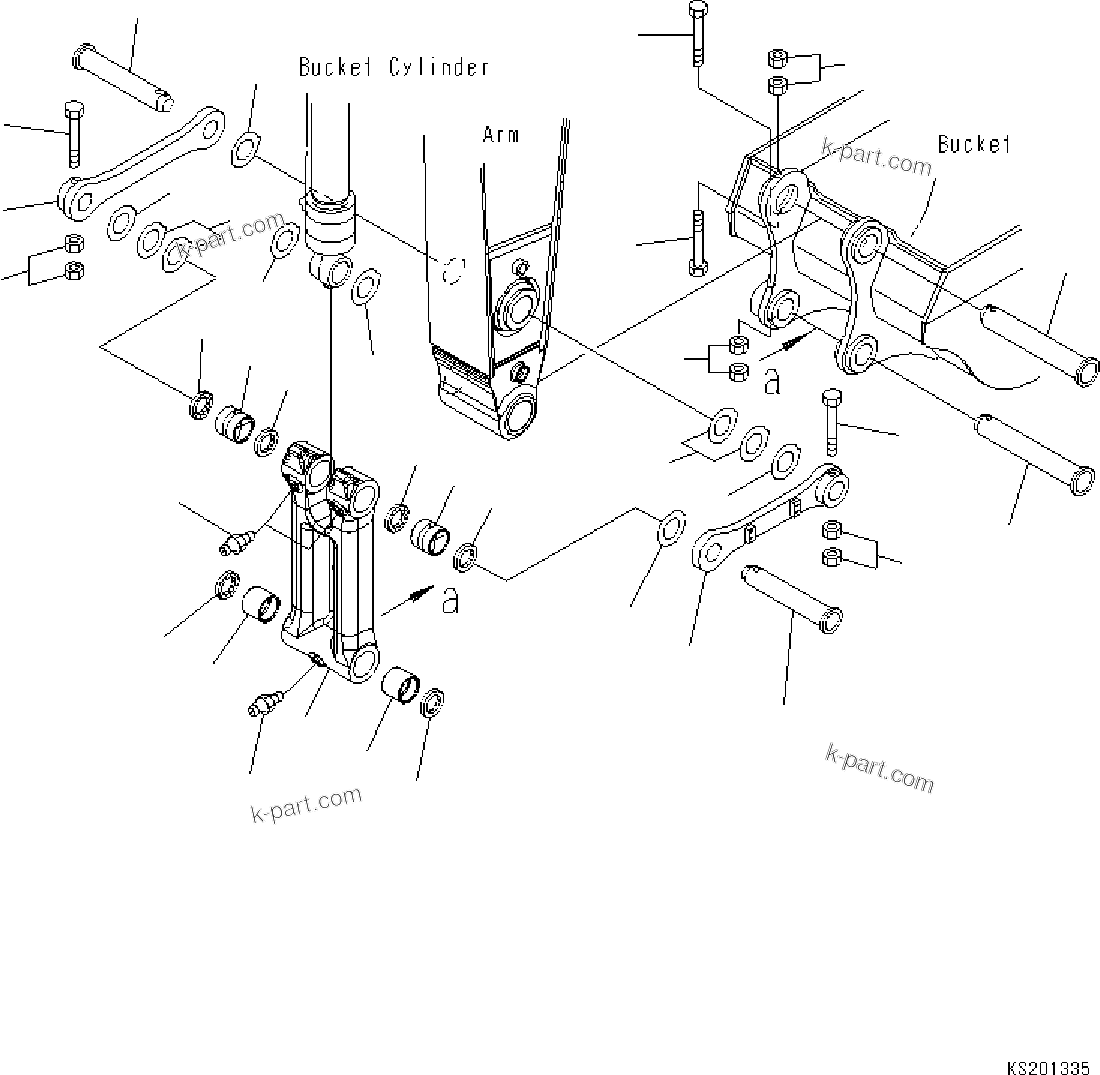 Komatsu parts book diagram for HB365LC-3E0 S/N K75001-UP: ARM, 3200MM, 2-ADDITIONAL ACTUATOR PIPING, ACCUMULATOR, QUICK COUPLING, BUCKET LINK