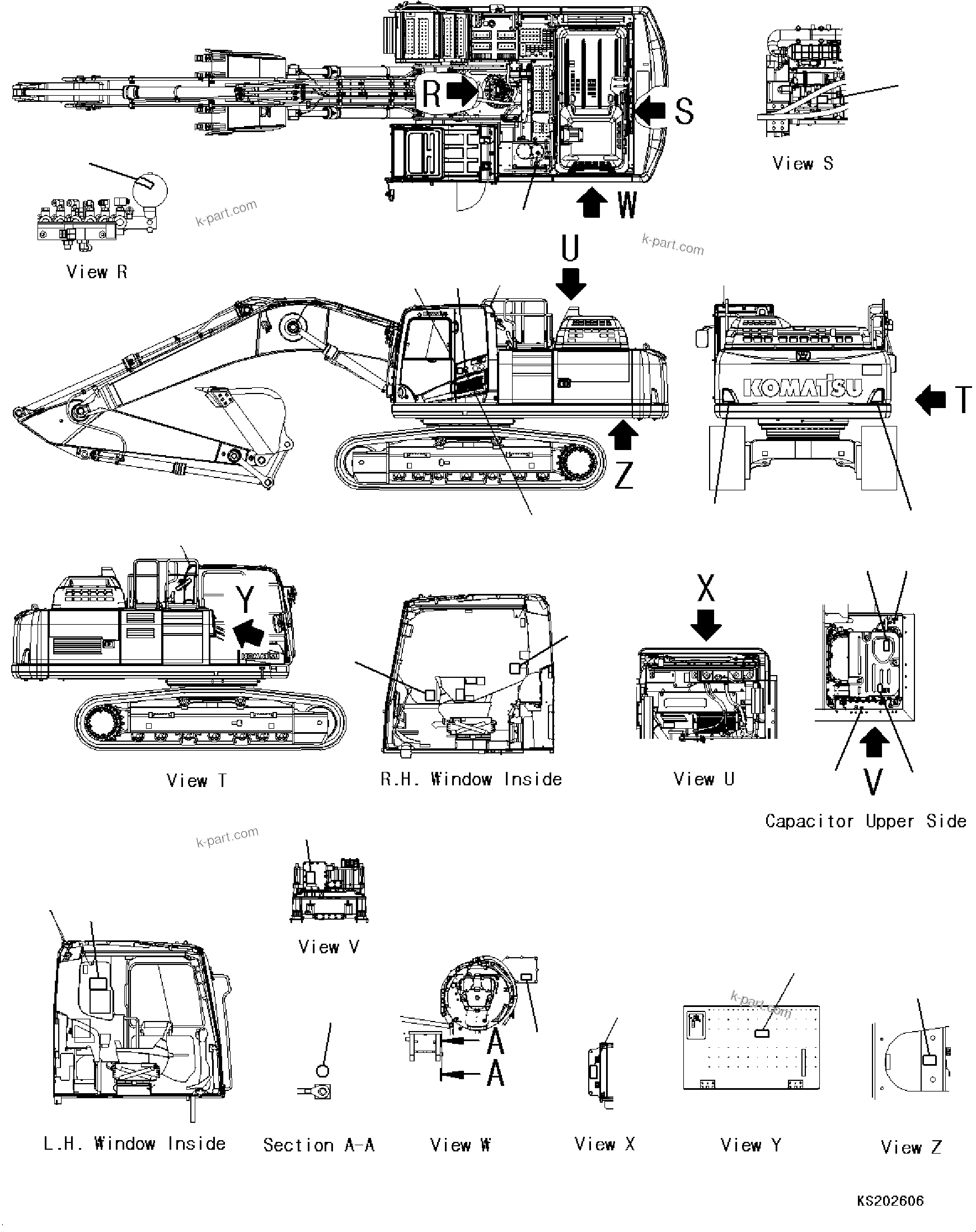 Komatsu parts book diagram for HB365LC-3E0 S/N K75001-UP: MARKS AND PLATES, (LC), (2/2)