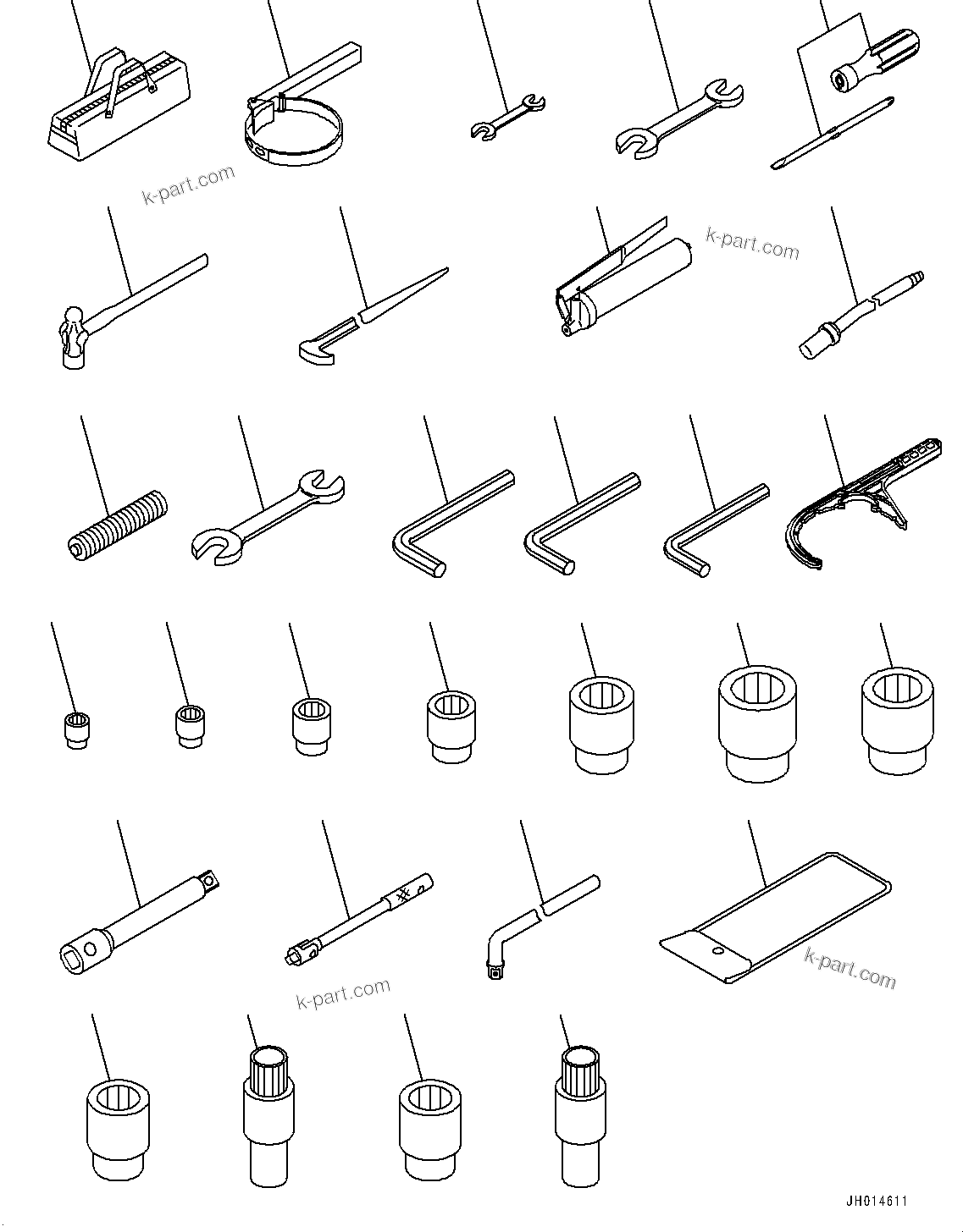 Komatsu parts book diagram for HB365LC-3E0 S/N K75001-UP: TOOL SET