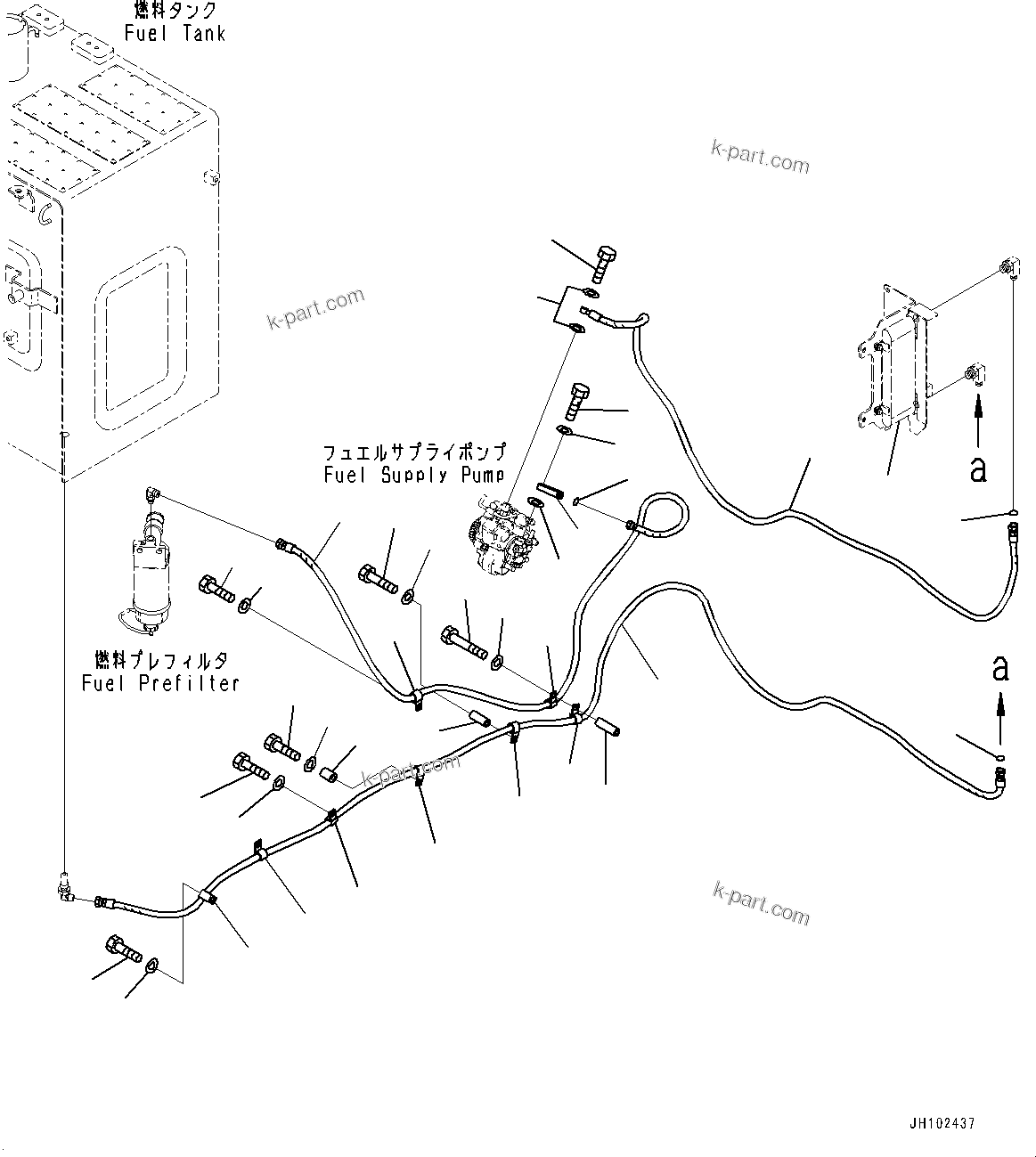 Komatsu parts book diagram for PC290LCI-11E0 S/N 35152-UP: FUEL PIPING, PIPING