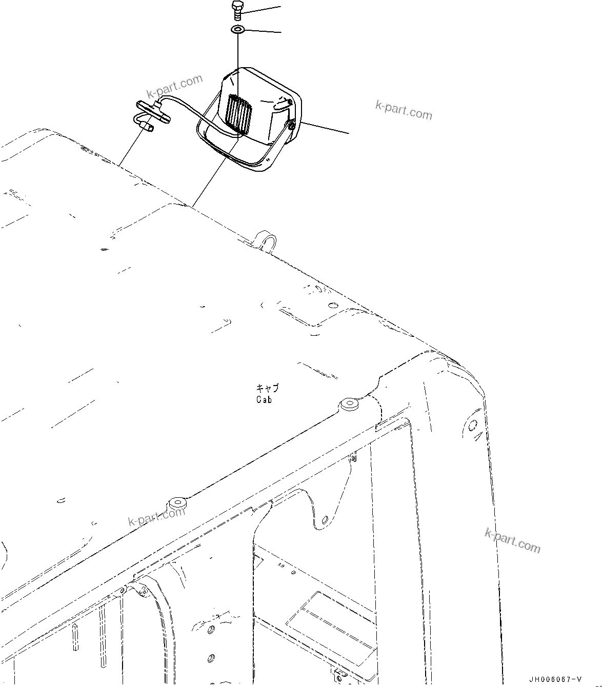 Komatsu parts book diagram for PC290LCI-11E0 S/N 35152-UP: ADDITIONAL REAR WORKING LAMP, CAB TOP