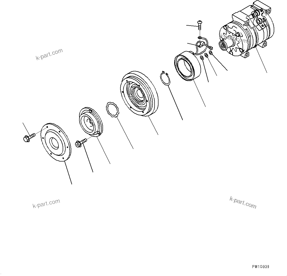 Komatsu parts book diagram for PC290LCI-11E0 S/N 35152-UP: AIR CONDITIONER, COMPRESSOR