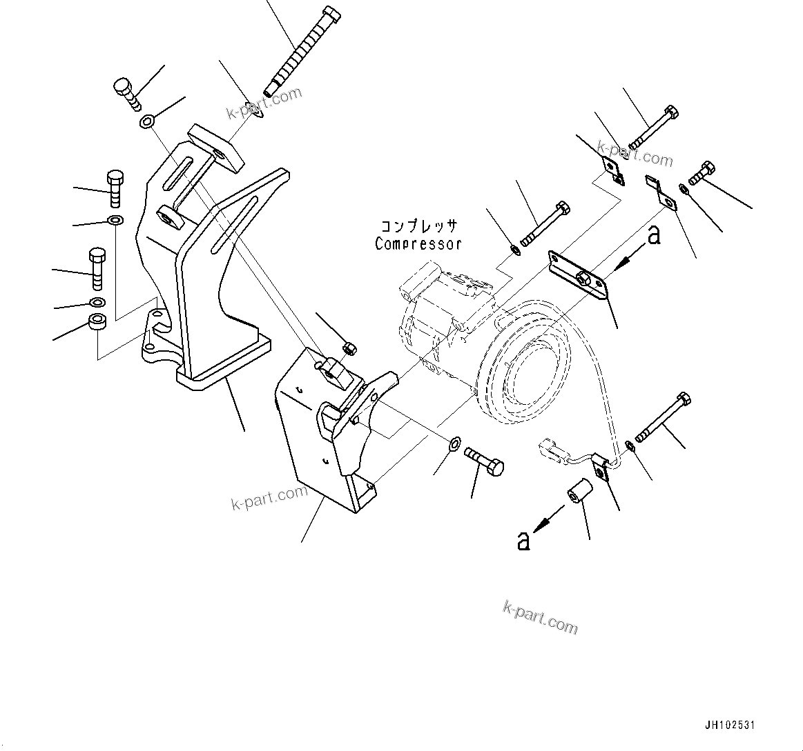 Komatsu parts book diagram for PC290LCI-11E0 S/N 35152-UP: AIR CONDITIONER, COMPRESSOR MOUNTING