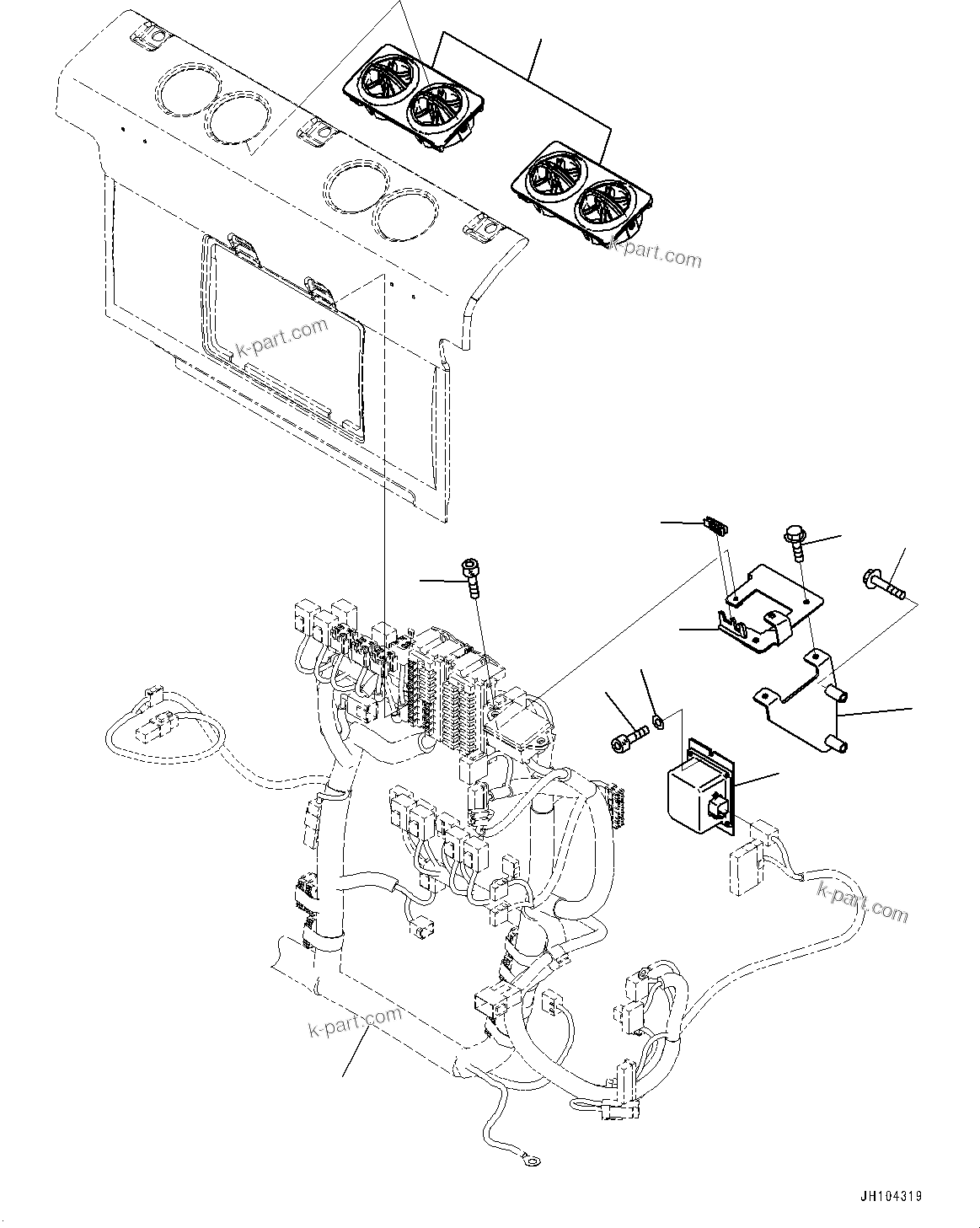 Komatsu parts book diagram for PC290LCI-11E0 S/N 35152-UP: CAB, CAB IN PARTS, REAR COVER