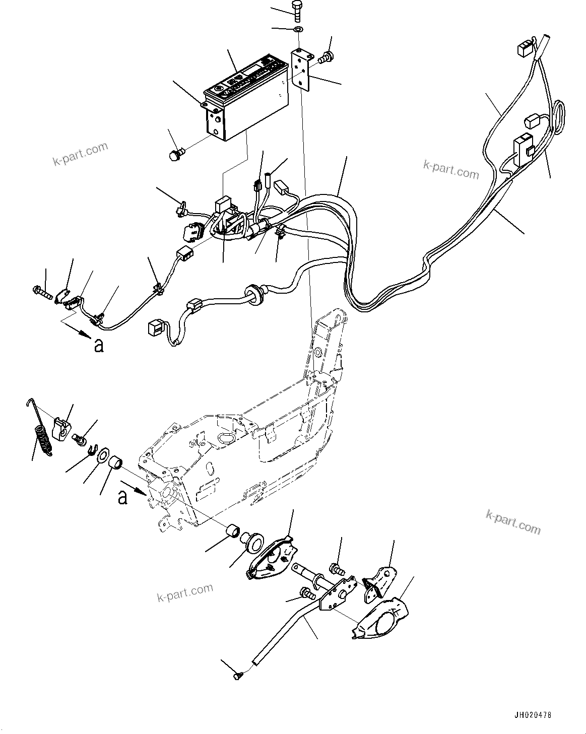 Komatsu parts book diagram for PC290LCI-11E0 S/N 35152-UP: CAB, FLOOR, RADIO AND WORK EQUIPMENT LOCK LEVER