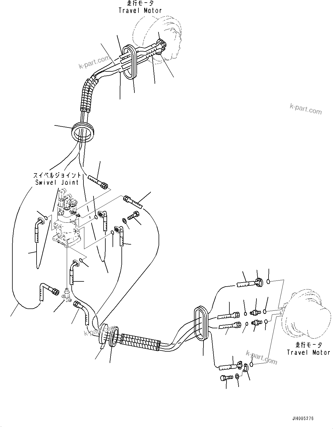 Komatsu parts book diagram for PC290LCI-11E0 S/N 35152-UP: TRAVEL PIPING