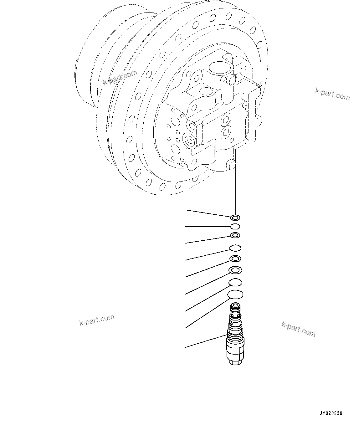 Komatsu parts book diagram for PC290LCI-11E0 S/N 35152-UP: TRAVEL MOTOR AND FINAL DRIVE, TRAVEL MOTOR, L.H. (3/3)