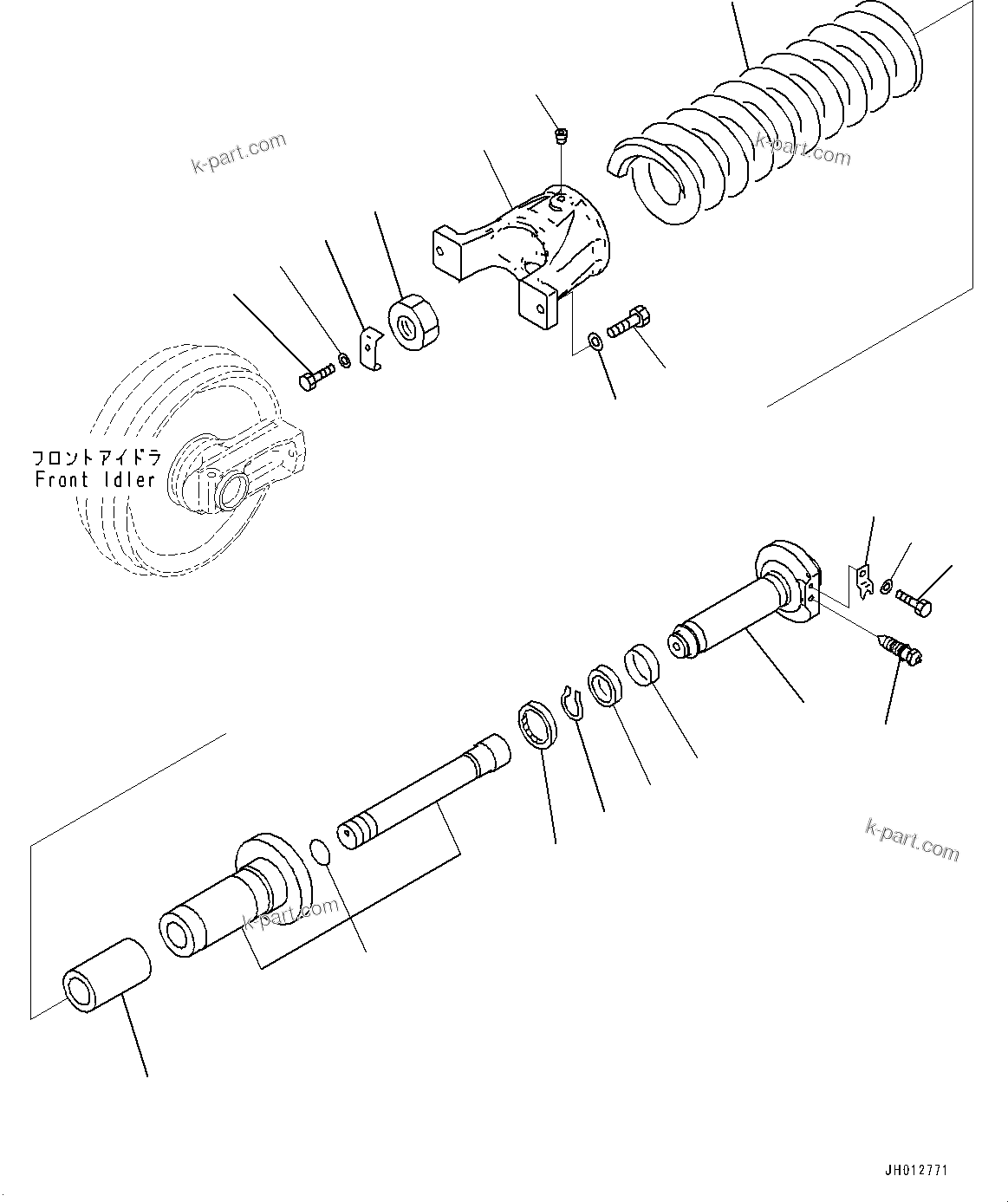 Komatsu parts book diagram for PC290LCI-11E0 S/N 35152-UP: FRONT IDLER AND IDLER CUSHION, (2/2)