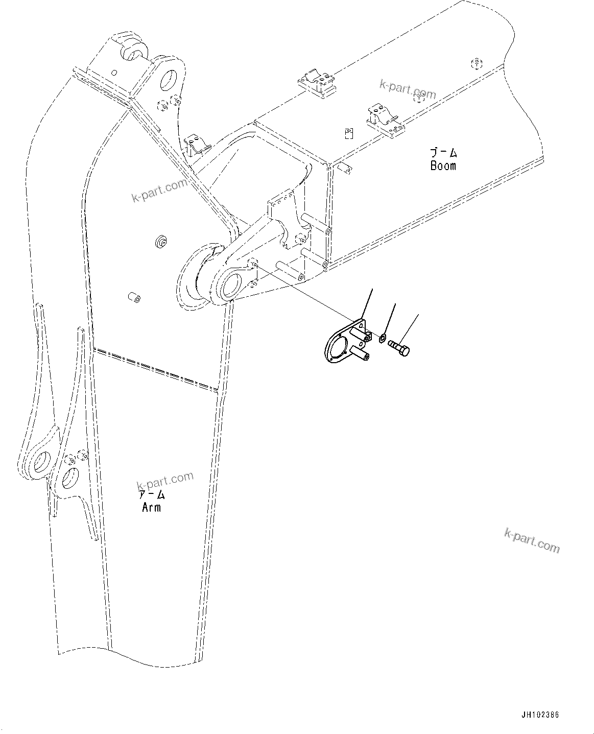 Komatsu parts book diagram for PC290LCI-11E0 S/N 35152-UP: BOOM, 6150MM HEAVY DUTY TYPE, 2-ATTACHMENT, BRACKET