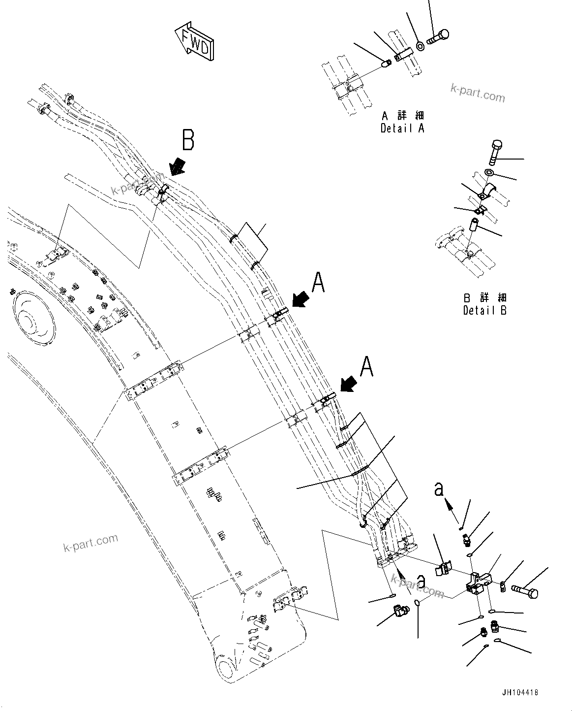 Komatsu parts book diagram for PC290LCI-11E0 S/N 35152-UP: ARM CYLINDER, ARM LOCK VALVE PIPING