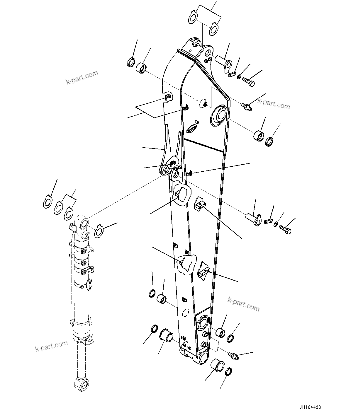 Komatsu parts book diagram for PC290LCI-11E0 S/N 35152-UP: ARM, 3200MM, HEAVY DUTY TYPE, 2-ATTACHMENT, ARM AND PIN