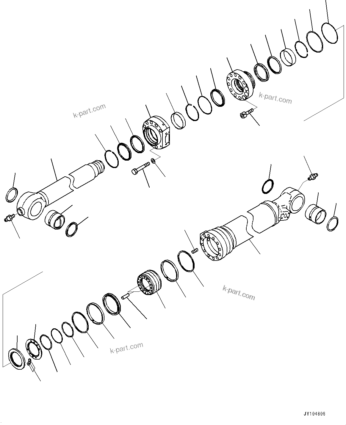 Komatsu parts book diagram for PC290LCI-11E0 S/N 35152-UP: ARM, 3200MM, HEAVY DUTY TYPE, 2-ATTACHMENT, INNER PARTS, BUCKET CYLINDER (2/3)