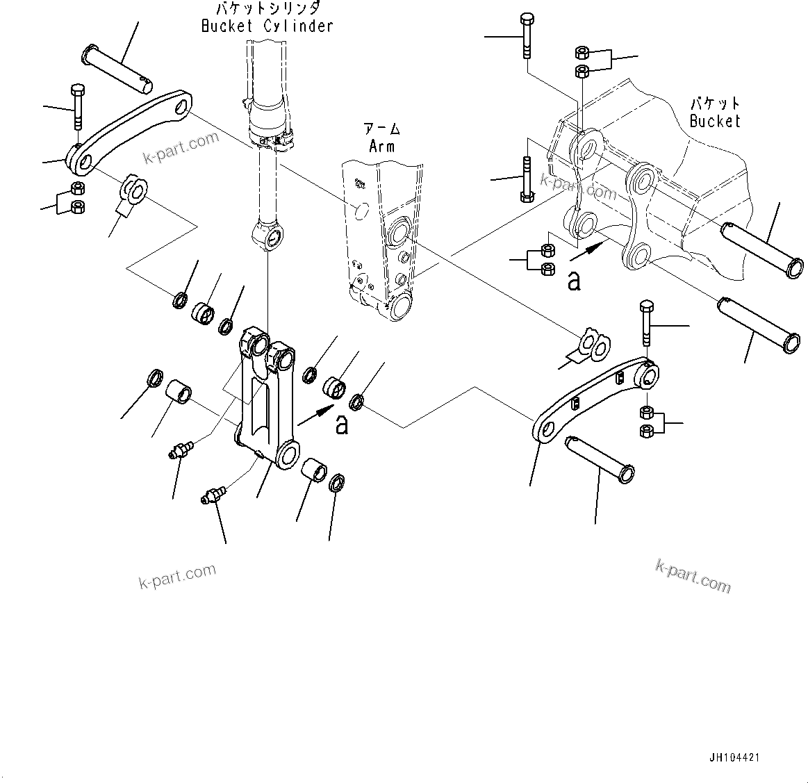 Komatsu parts book diagram for PC290LCI-11E0 S/N 35152-UP: ARM, 3200MM, HEAVY DUTY TYPE, 2-ATTACHMENT, BUCKET LINK