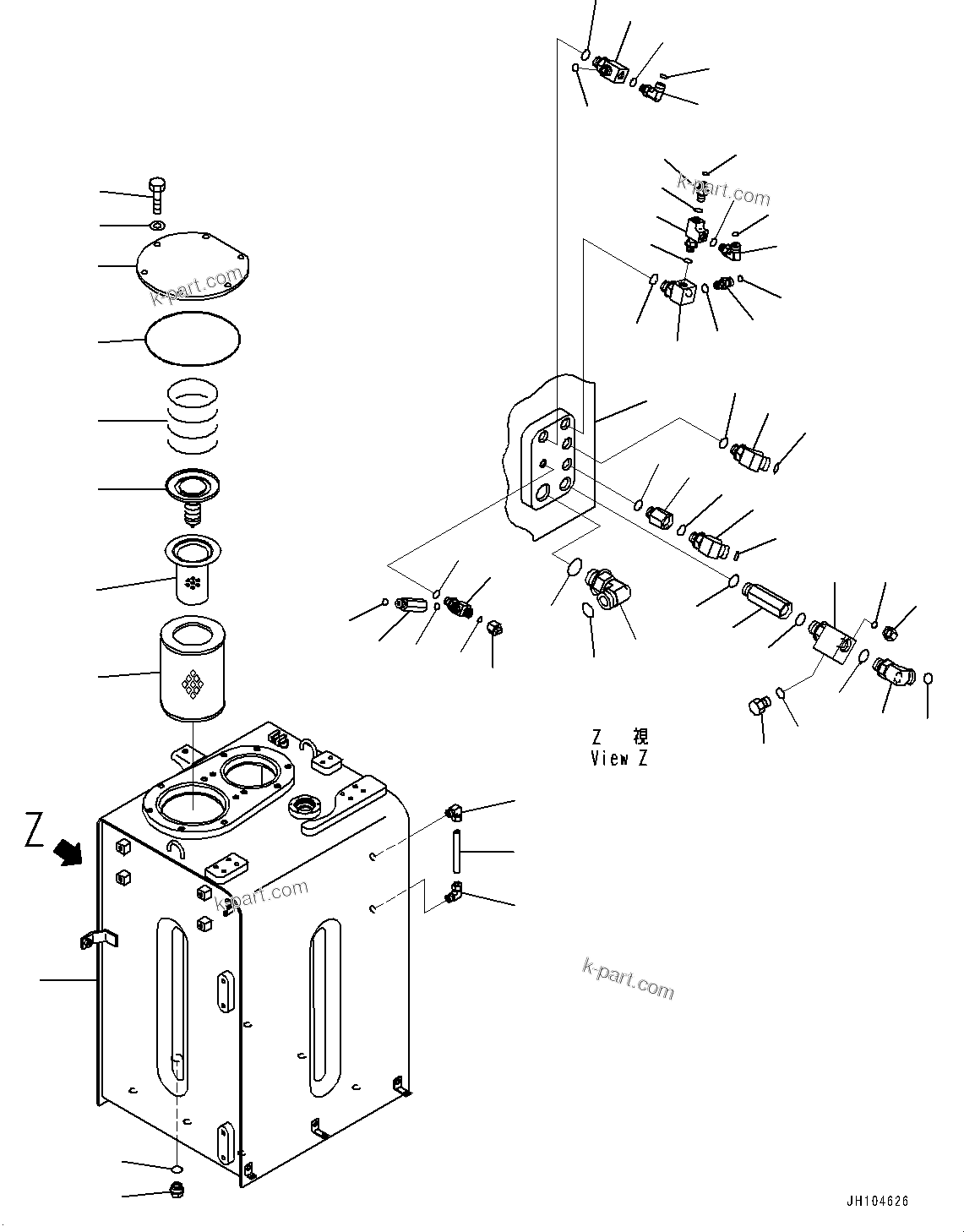 Komatsu parts book diagram for PC360LCI-11E0 S/N 91258-UP: HYDRAULIC TANK