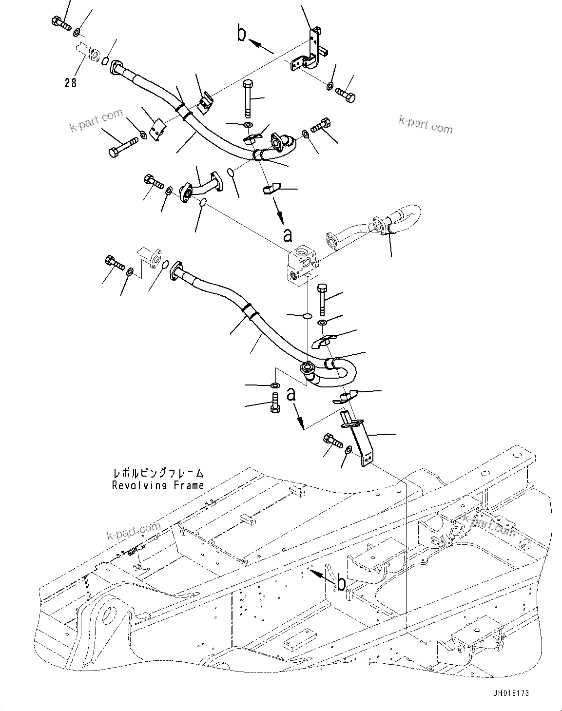 Komatsu parts book diagram for PC360LCI-11E0 S/N 91258-UP: OIL COOLER PIPING