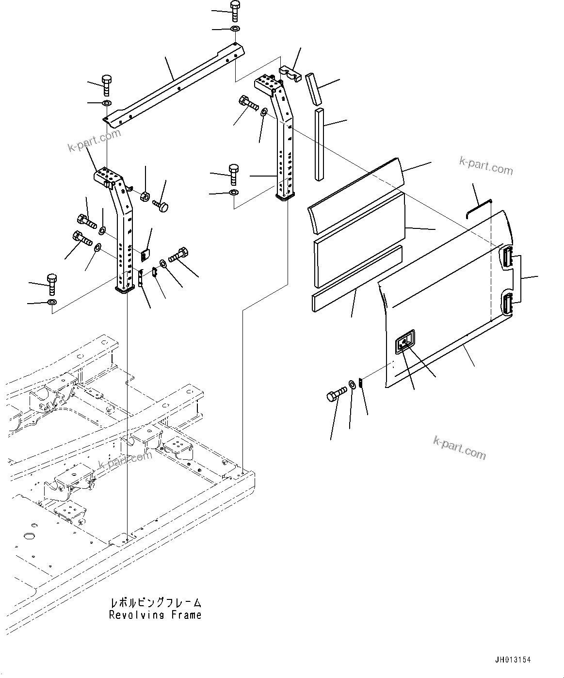 Komatsu parts book diagram for PC360LCI-11E0 S/N 91258-UP: SIDE COVER L.H., (1/3)