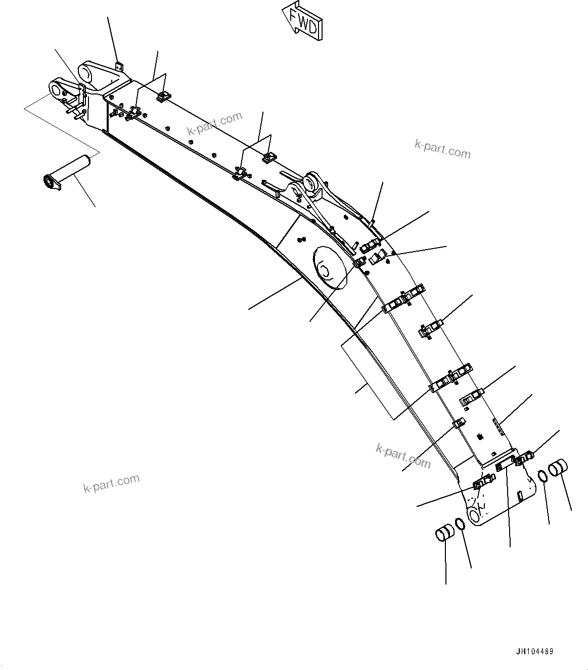 Komatsu parts book diagram for PC360LCI-11E0 S/N 91258-UP: BOOM, 6500MM, 2-ATTACHMENT, BOOM AND TOP PIN