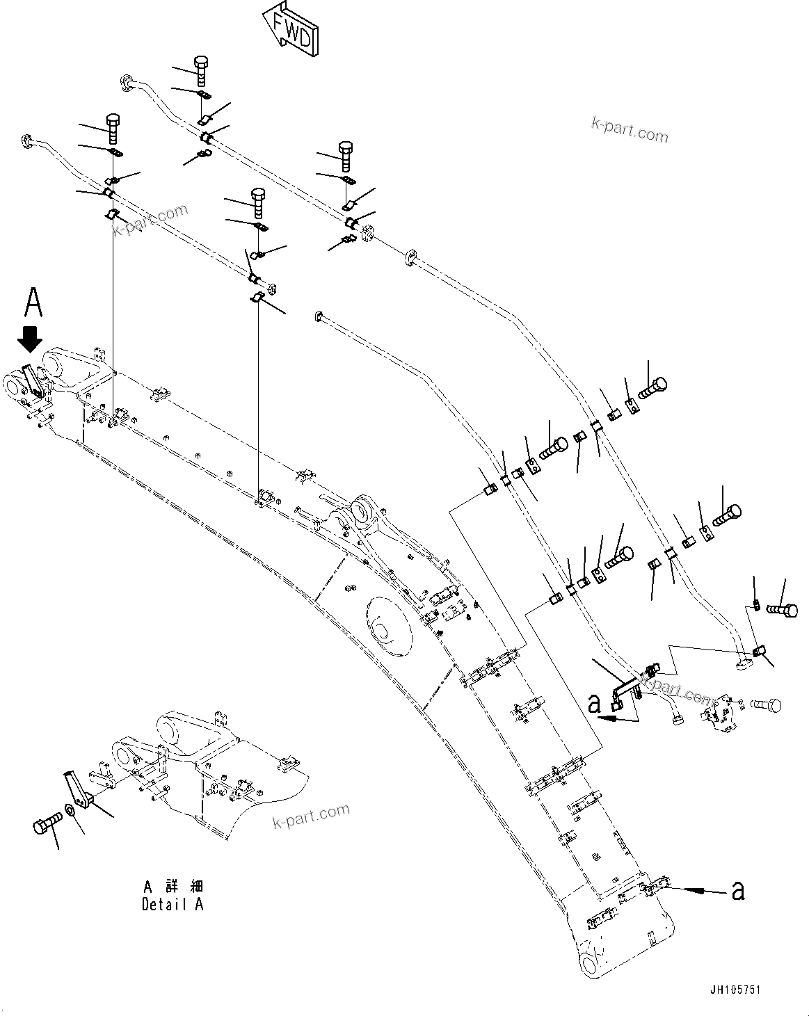 Komatsu parts book diagram for PC360LCI-11E0 S/N 91258-UP: BOOM, 6500MM, 2-ATTACHMENT, CLAMP