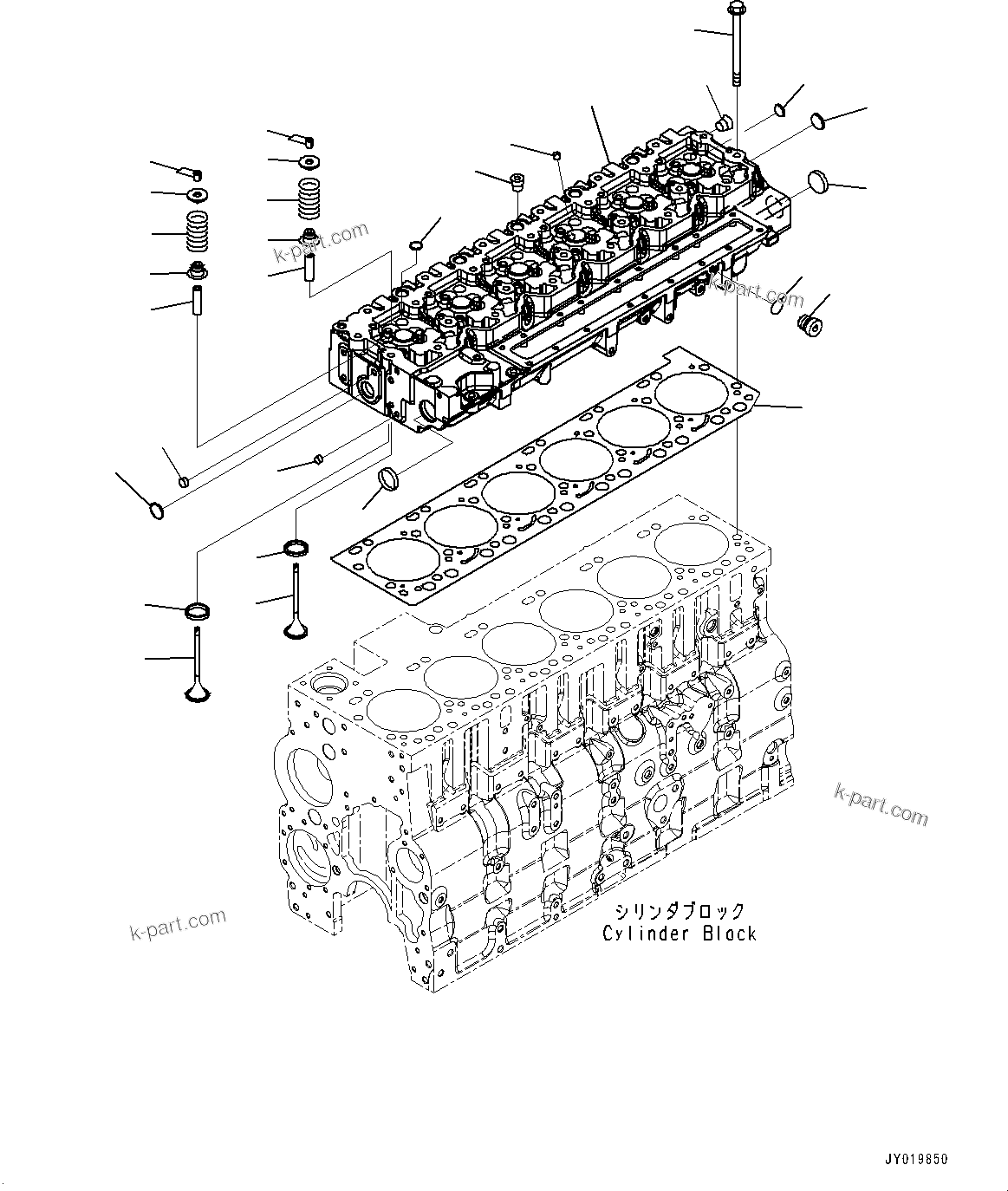 Komatsu parts book diagram for SAA6D114E-6B S/N 26910063-UP (For PC360LCI-11E0): CYLINDER HEAD