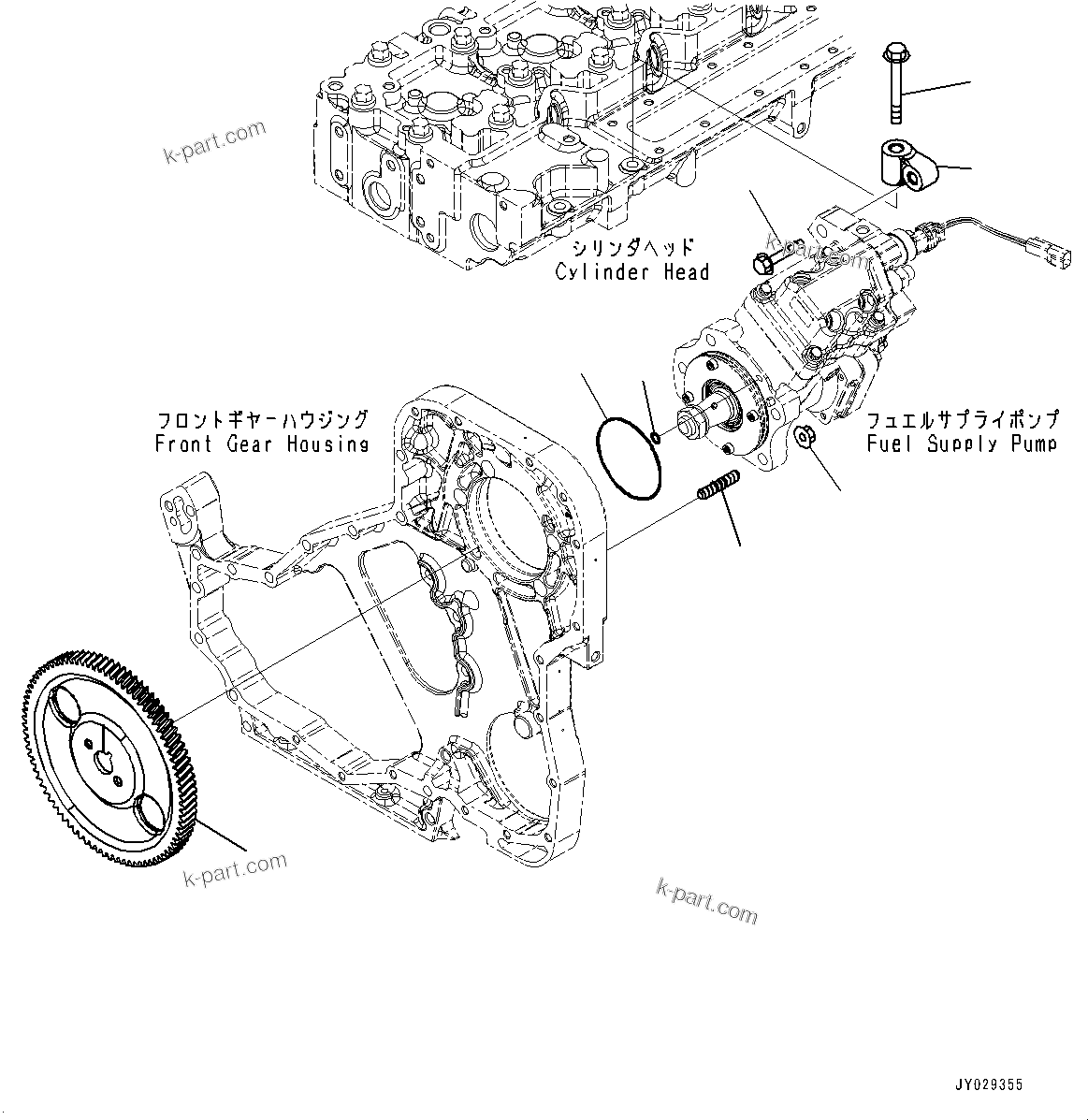 Komatsu parts book diagram for SAA6D114E-6B S/N 26910063-UP (For PC360LCI-11E0): FUEL SUPPLY PUMP MOUNTING