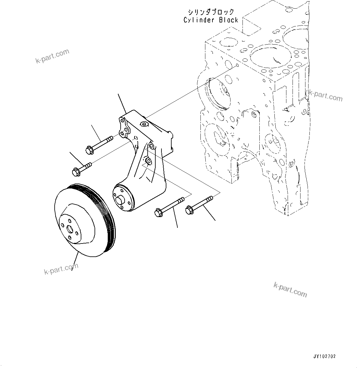 Komatsu parts book diagram for SAA6D114E-6B S/N 26910063-UP (For PC360LCI-11E0): COOLING FAN DRIVE PULLEY