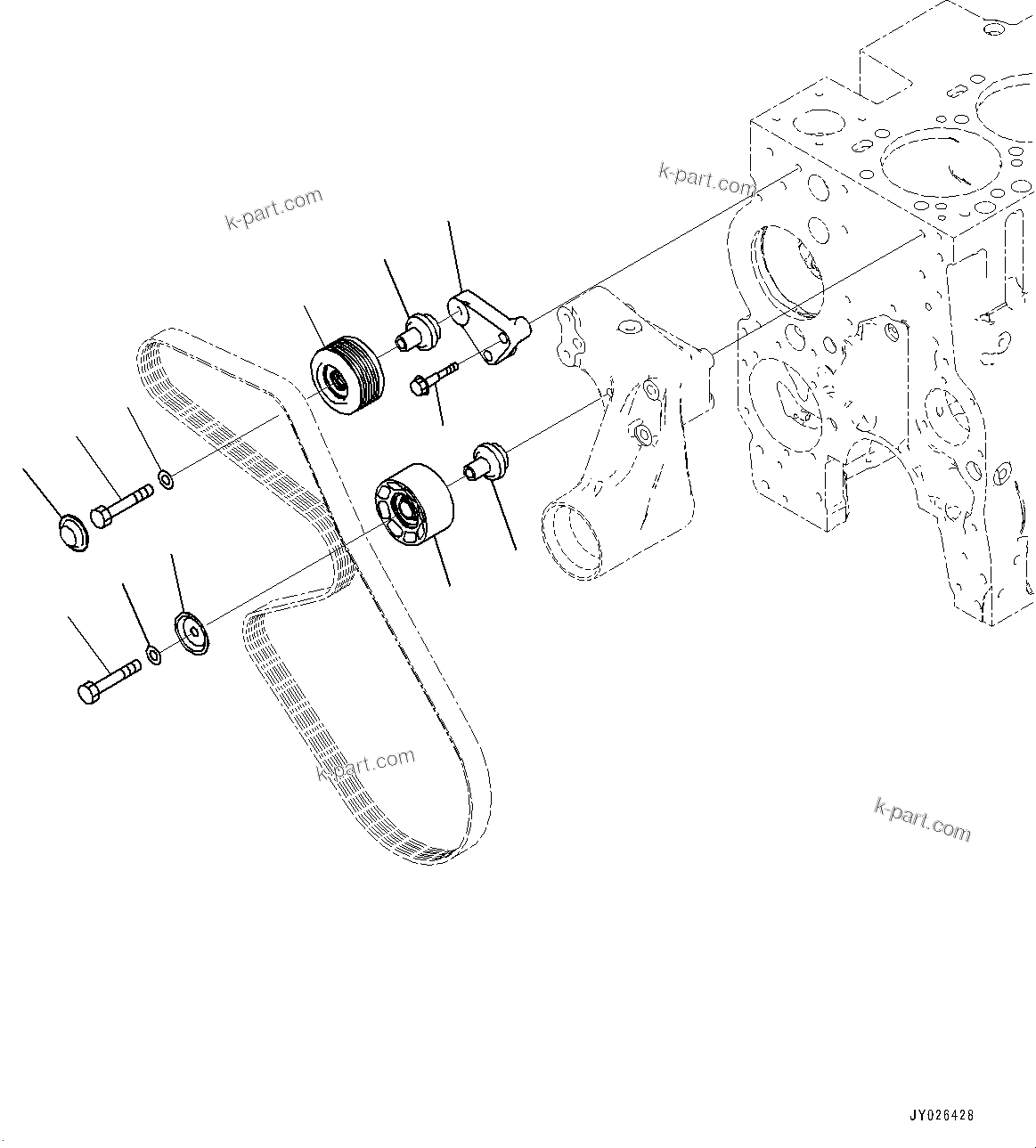 Komatsu parts book diagram for SAA6D114E-6B S/N 26910063-UP (For PC360LCI-11E0): IDLER PULLEY