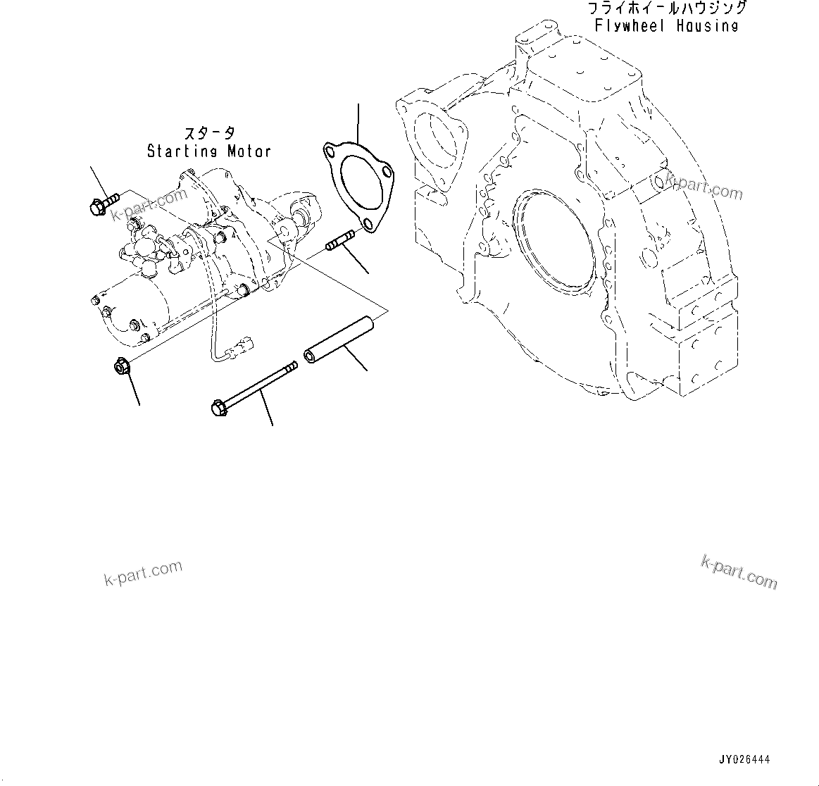Komatsu parts book diagram for SAA6D114E-6B S/N 26910063-UP (For PC360LCI-11E0): STARTING MOTOR MOUNTING
