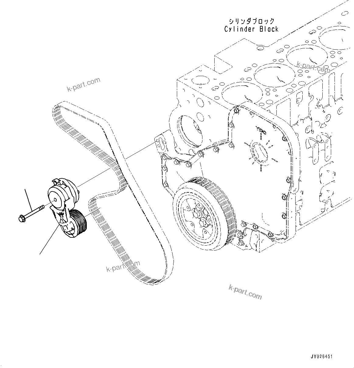 Komatsu parts book diagram for SAA6D114E-6B S/N 26910063-UP (For PC360LCI-11E0): ALTERNATOR TENSION PULLEY