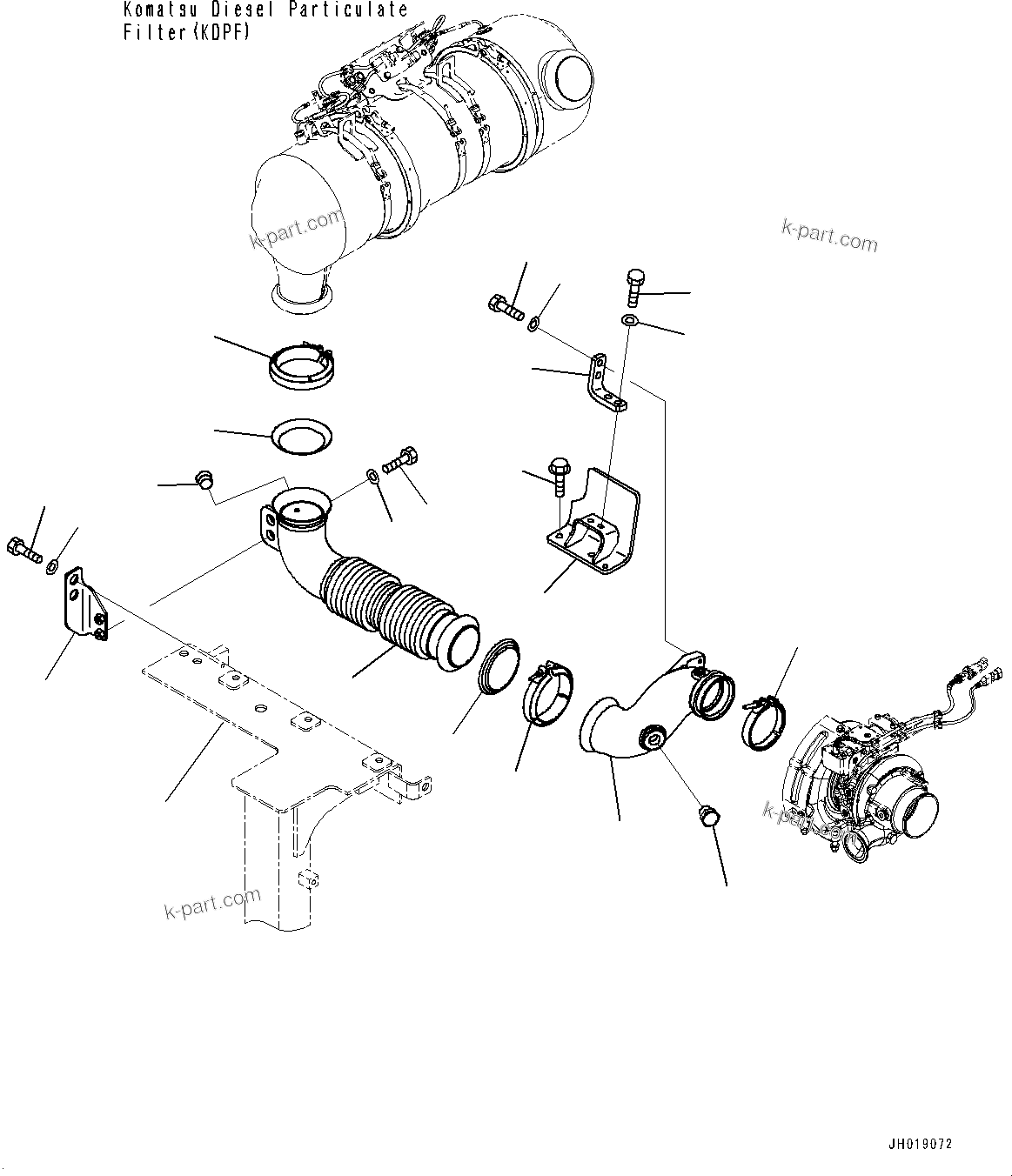 Komatsu parts book diagram for PC210LCI-11E0 S/N 503996-UP: EXHAUST PIPE, TUBE AND BRACKET