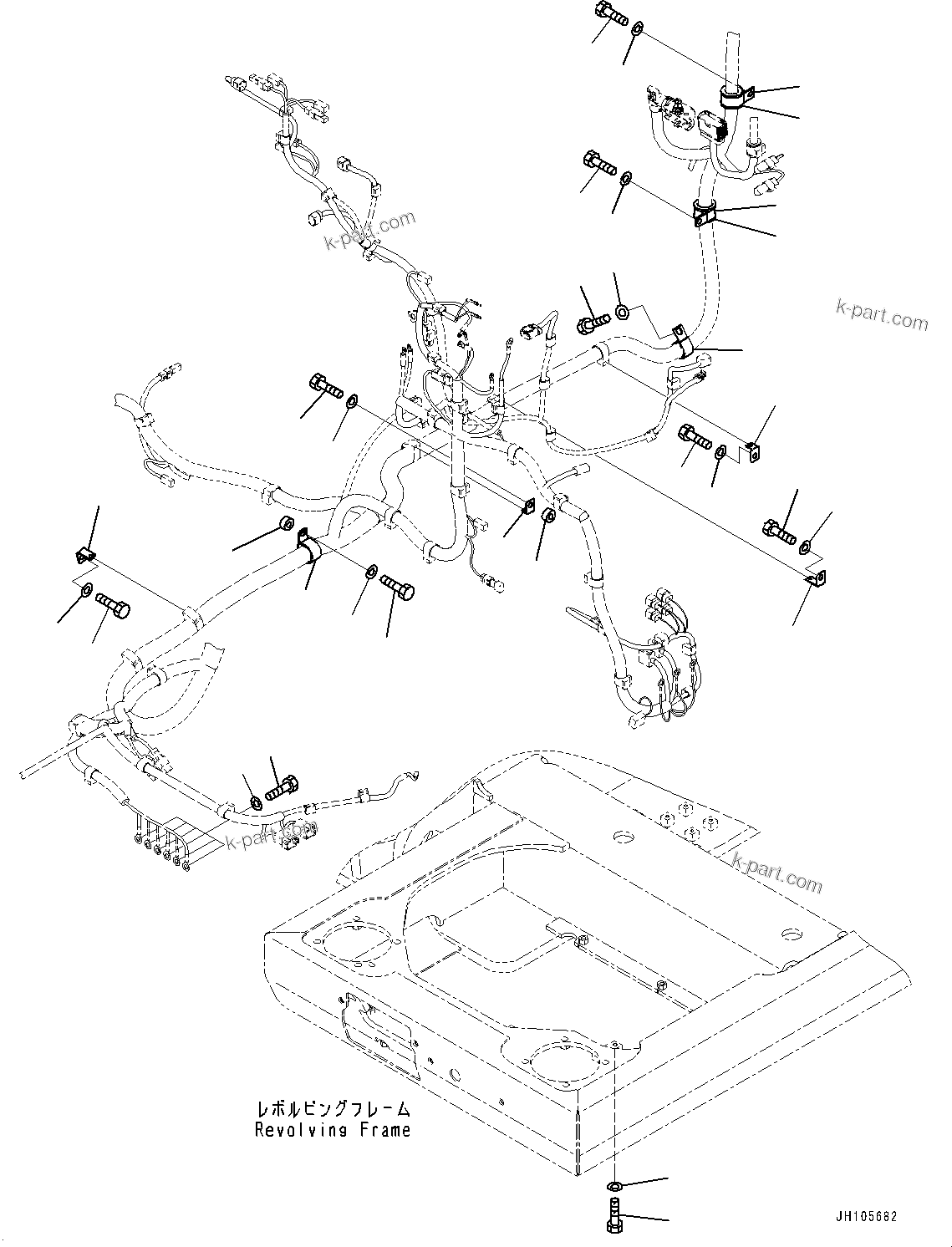 Komatsu parts book diagram for PC210LCI-11E0 S/N 503996-UP: ELECTRIC WIRING HARNESS, MAIN WIRING HARNESS CLAMP (1/5)