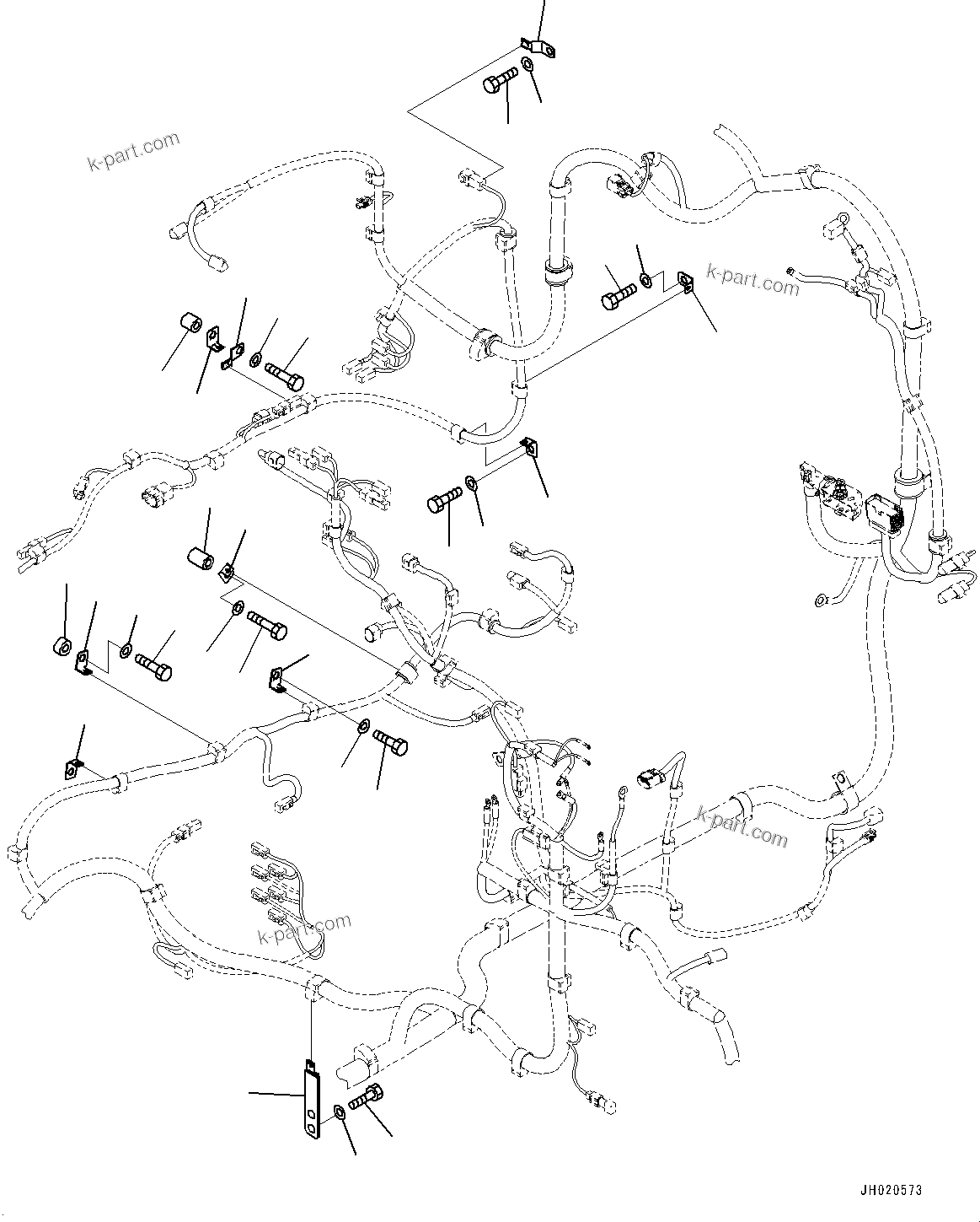 Komatsu parts book diagram for PC210LCI-11E0 S/N 503996-UP: ELECTRIC WIRING HARNESS, MAIN WIRING HARNESS CLAMP (2/5)