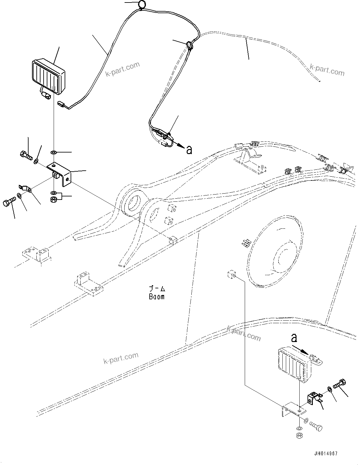 Komatsu parts book diagram for PC210LCI-11E0 S/N 503996-UP: ADDITIONAL WORKING LAMP, FRONT, BOOM R.H.