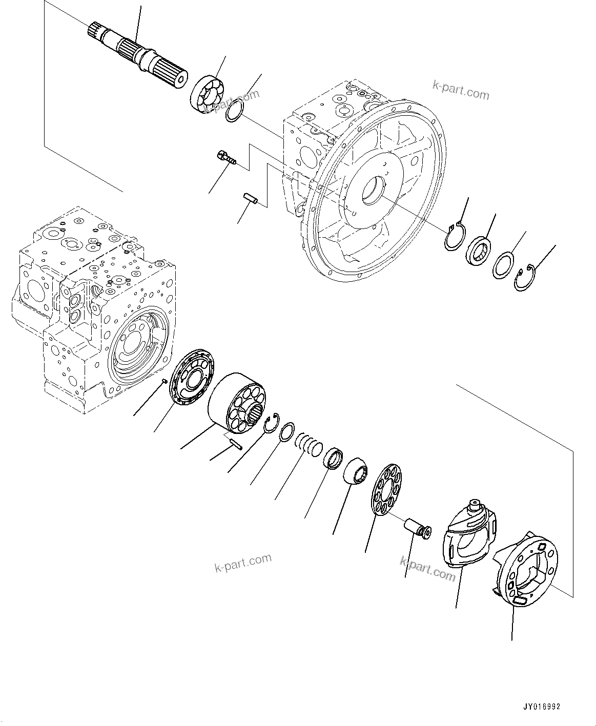 Komatsu parts book diagram for PC210LCI-11E0 S/N 503996-UP: HYDRAULIC PUMP, INNER PARTS (3/12)