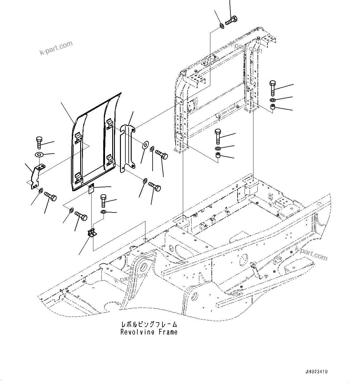 Komatsu parts book diagram for PC210LCI-11E0 S/N 503996-UP: SIDE COVER R.H., COVER