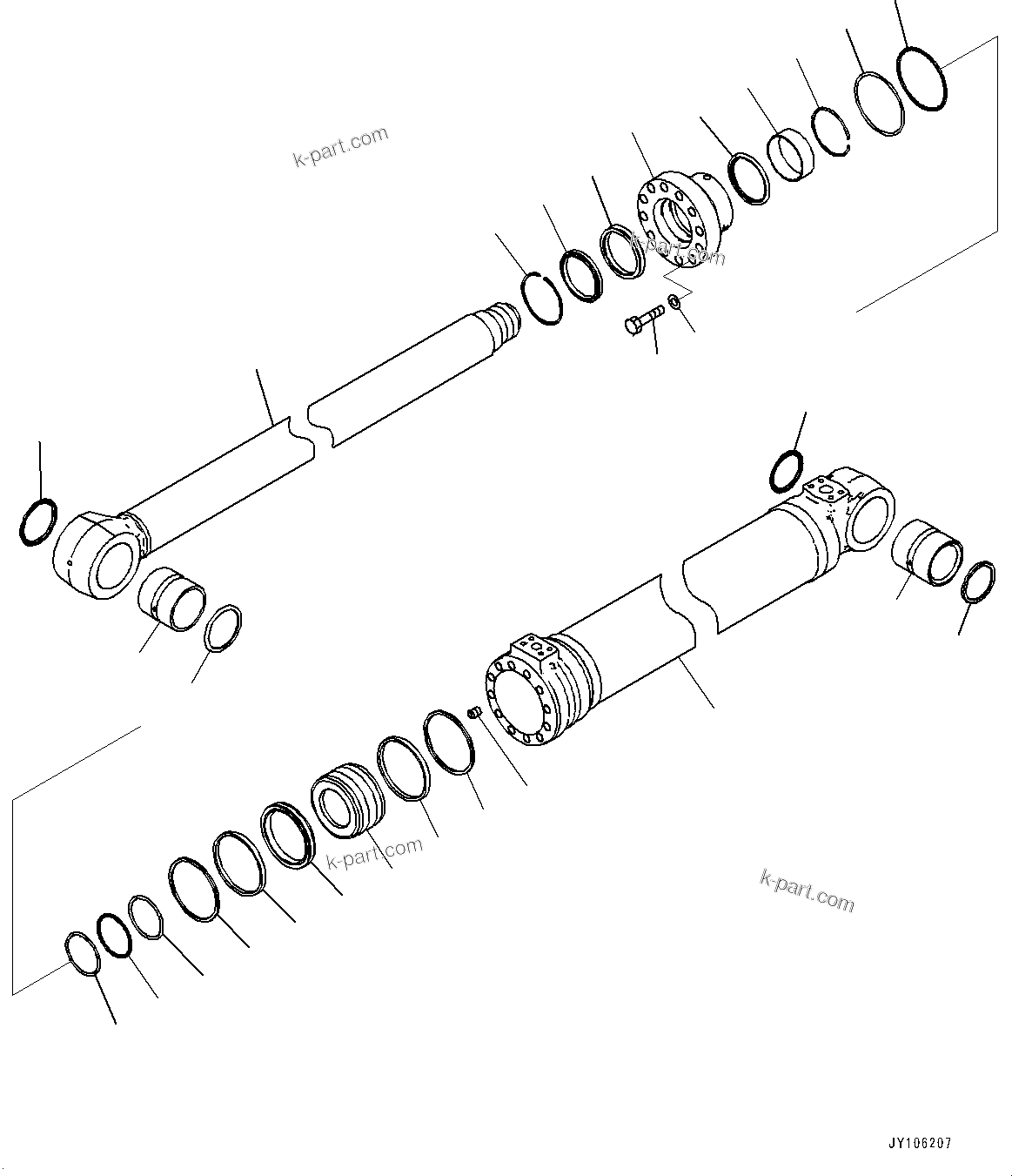 Komatsu parts book diagram for PC210LCI-11E0 S/N 503996-UP: BOOM CYLINDER, INNER PARTS, BOOM CYLINDER, R.H. (2/3)
