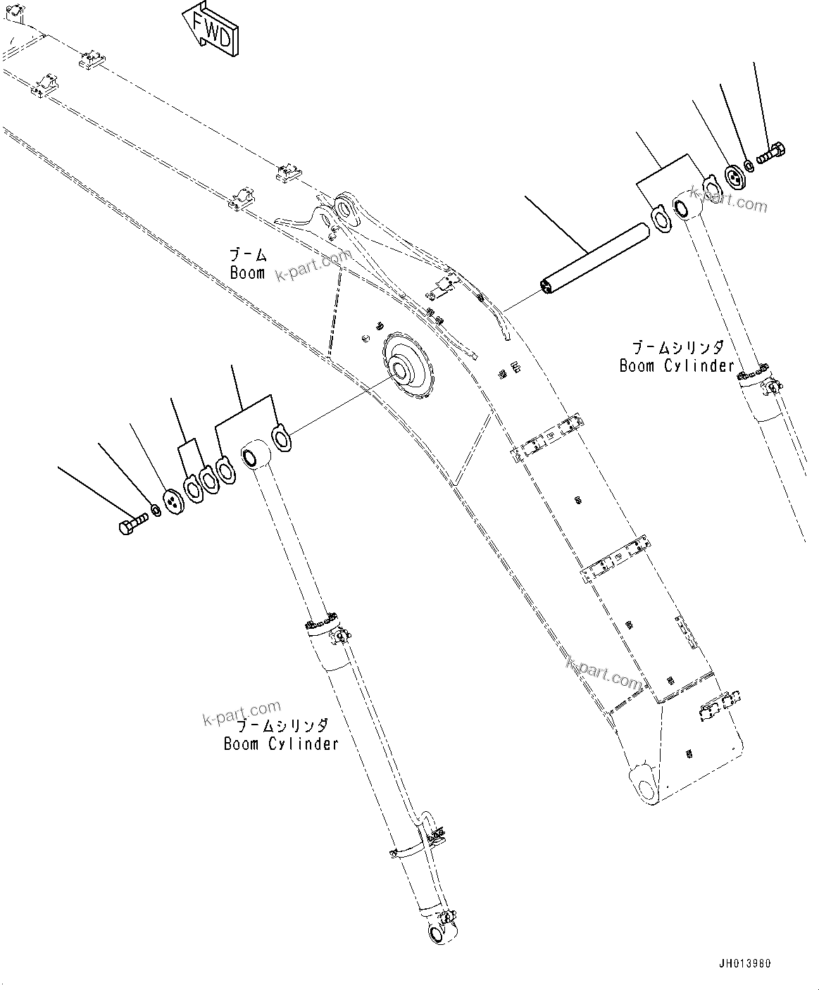 Komatsu parts book diagram for PC210LCI-11E0 S/N 503996-UP: BOOM CYLINDER HEAD PIN
