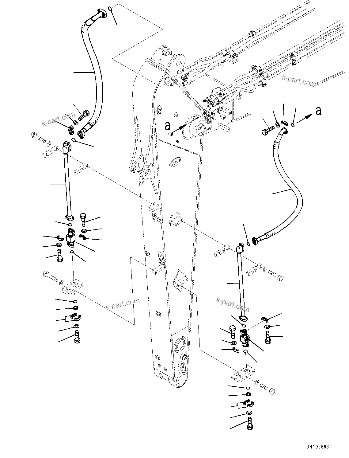 Komatsu parts book diagram for PC210LCI-11E0 S/N 503996-UP: ARM, 2900MM, HEAVY DUTY TYPE, ATTACHMENT PIPING (1/2)
