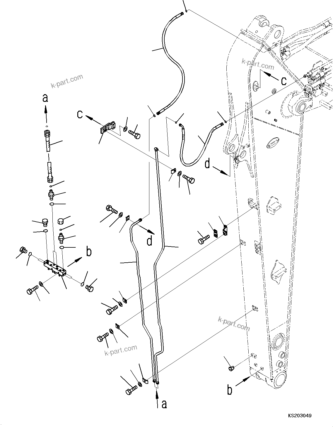 Komatsu parts book diagram for PC210LCI-11E0 S/N 503996-UP: ARM, 2900MM, HEAVY DUTY TYPE, QUICK COUPLER PIPING