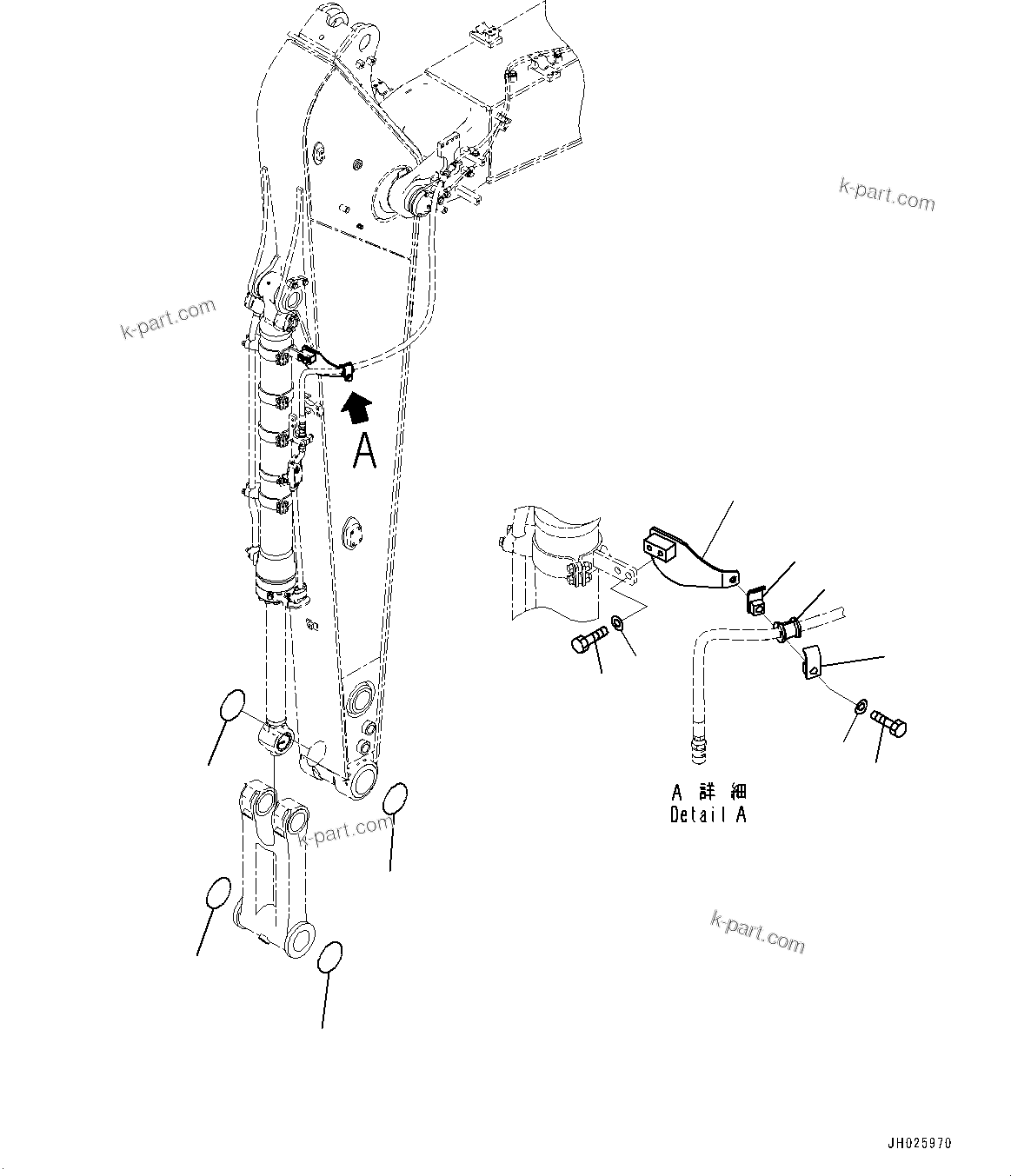 Komatsu parts book diagram for PC210LCI-11E0 S/N 503996-UP: ARM, 2900MM, HEAVY DUTY TYPE, ICT WIRING HARNESS