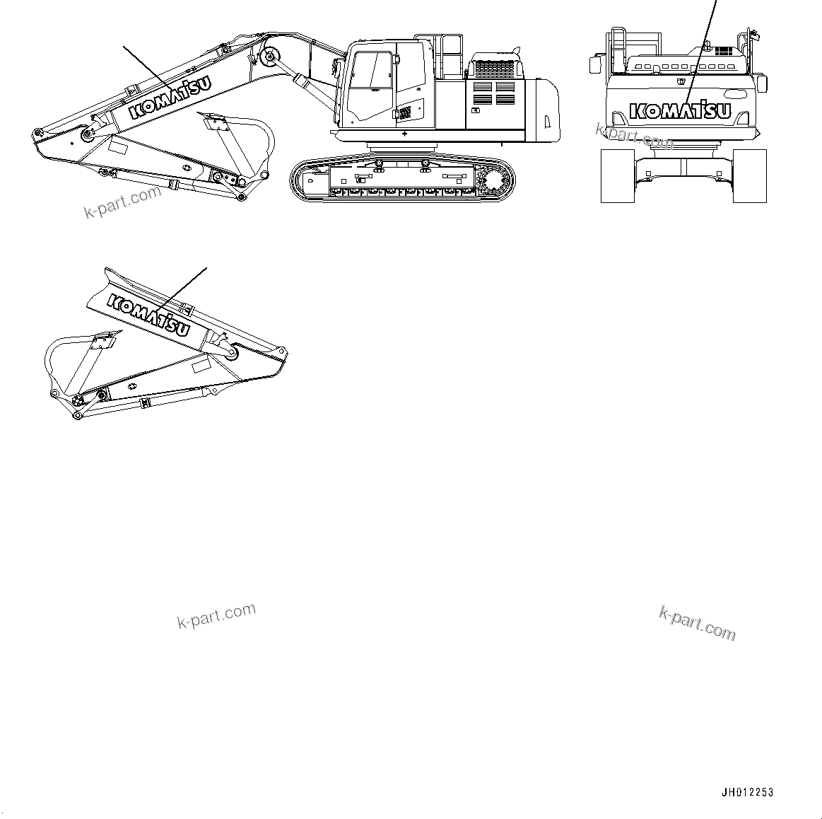 Komatsu parts book diagram for PC210LCI-11E0 S/N 503996-UP: KOMATSU LOGO, ADDITIONAL