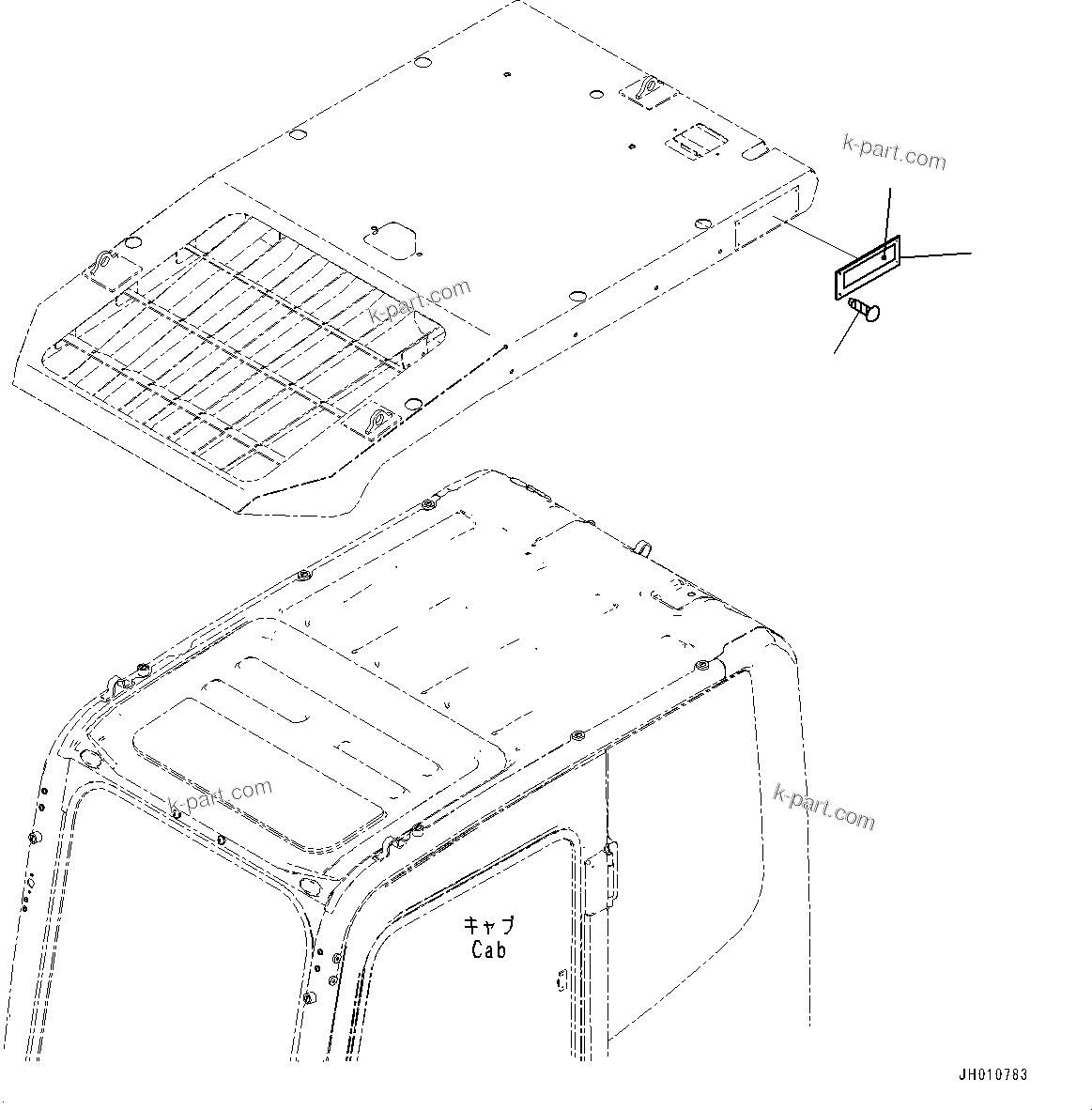 Komatsu parts book diagram for PC210LCI-11E0 S/N 503996-UP: FOPS PLATE, CAB TOP GUARD LV2