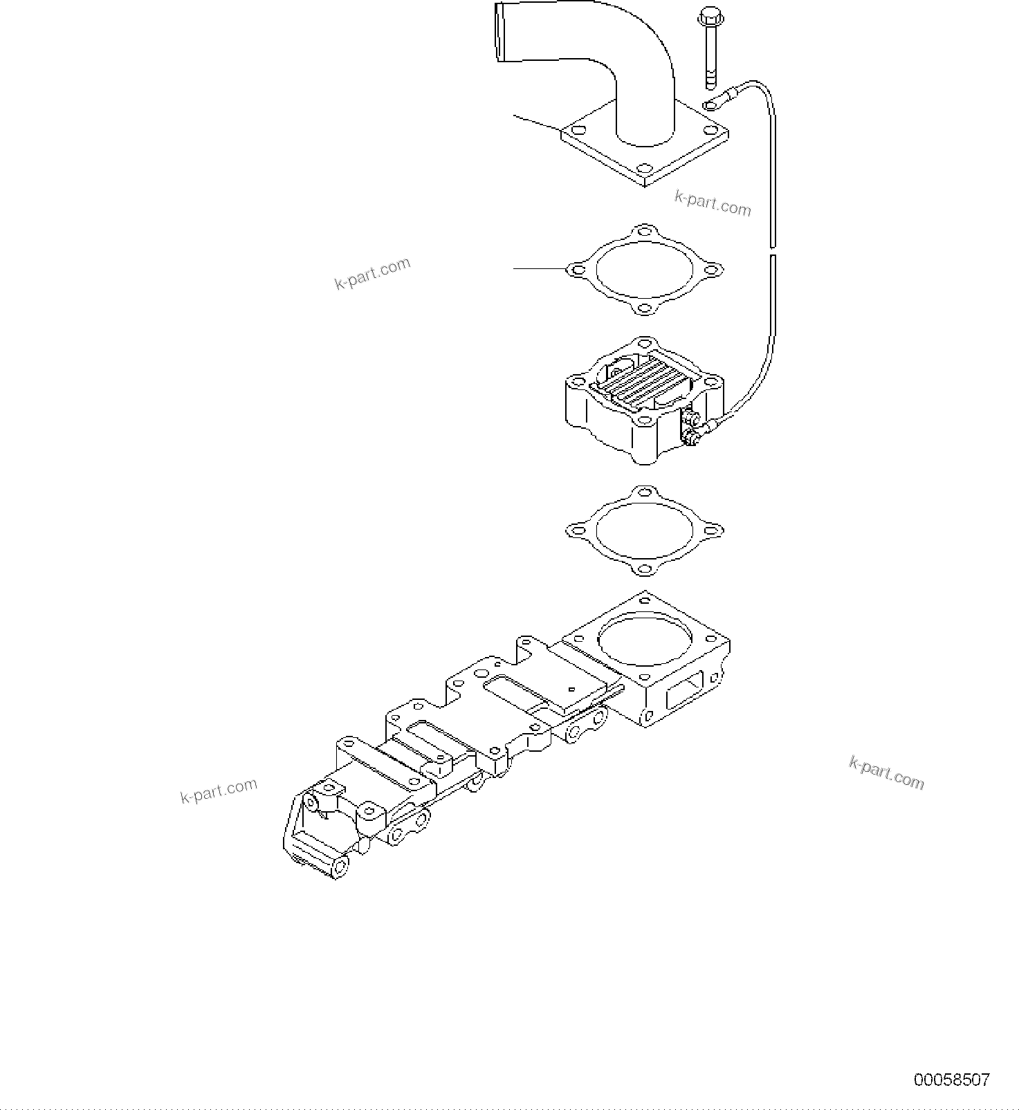 Komatsu parts book diagram for PC118MR-8 S/N F00003 AND UP: AIR INTAKE CONNECTOR