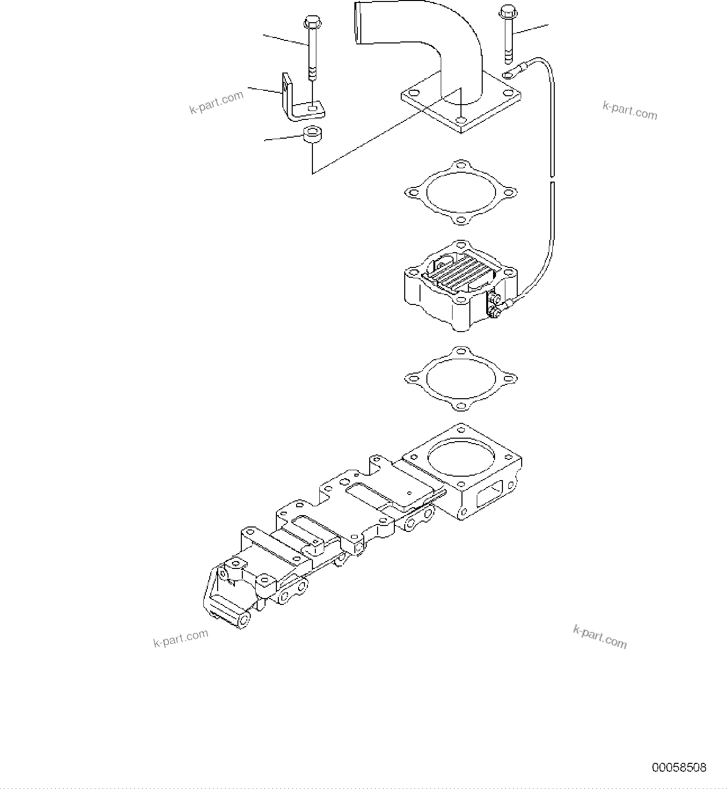 Komatsu parts book diagram for PC118MR-8 S/N F00003 AND UP: AIR INTAKE CONNECTOR MOUNTING