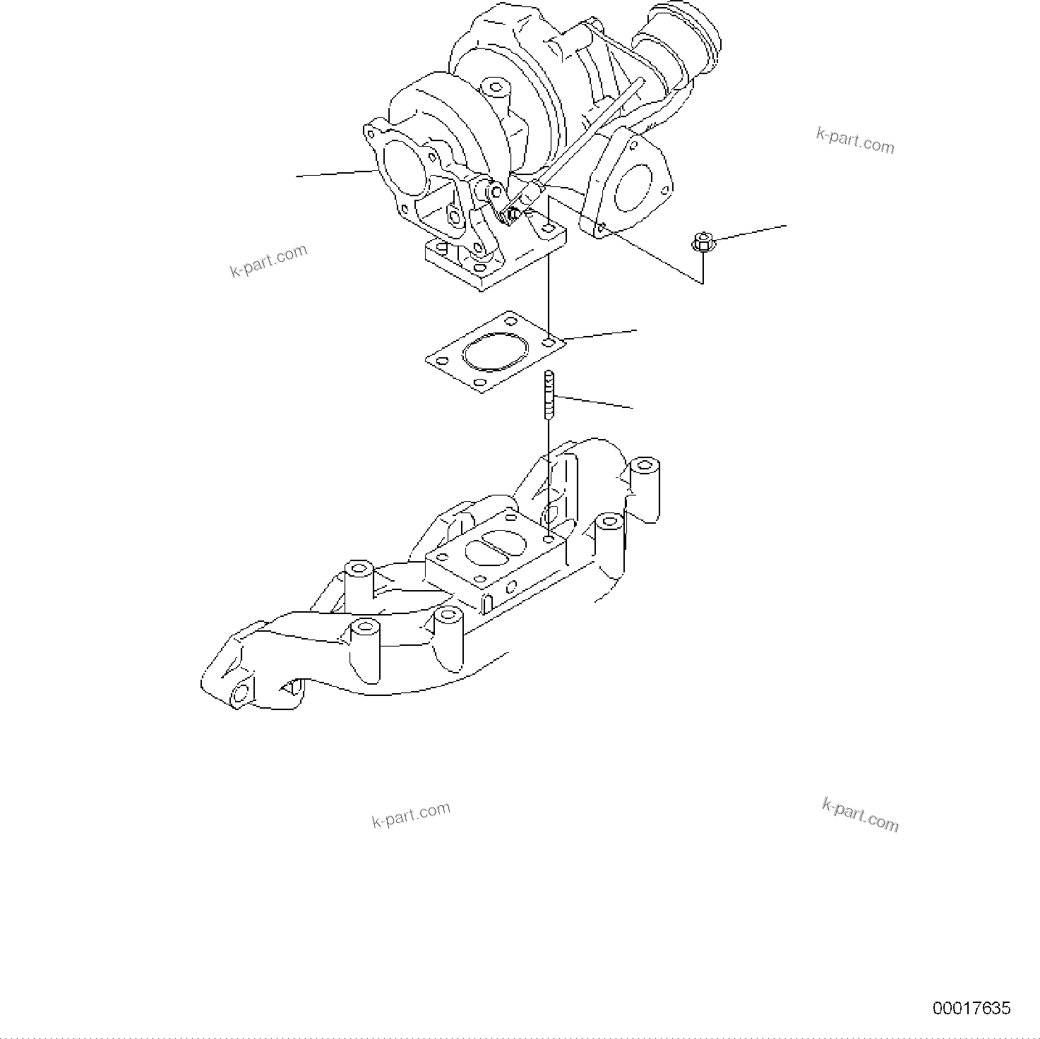 Komatsu parts book diagram for PC118MR-8 S/N F00003 AND UP: TURBOCHARGER