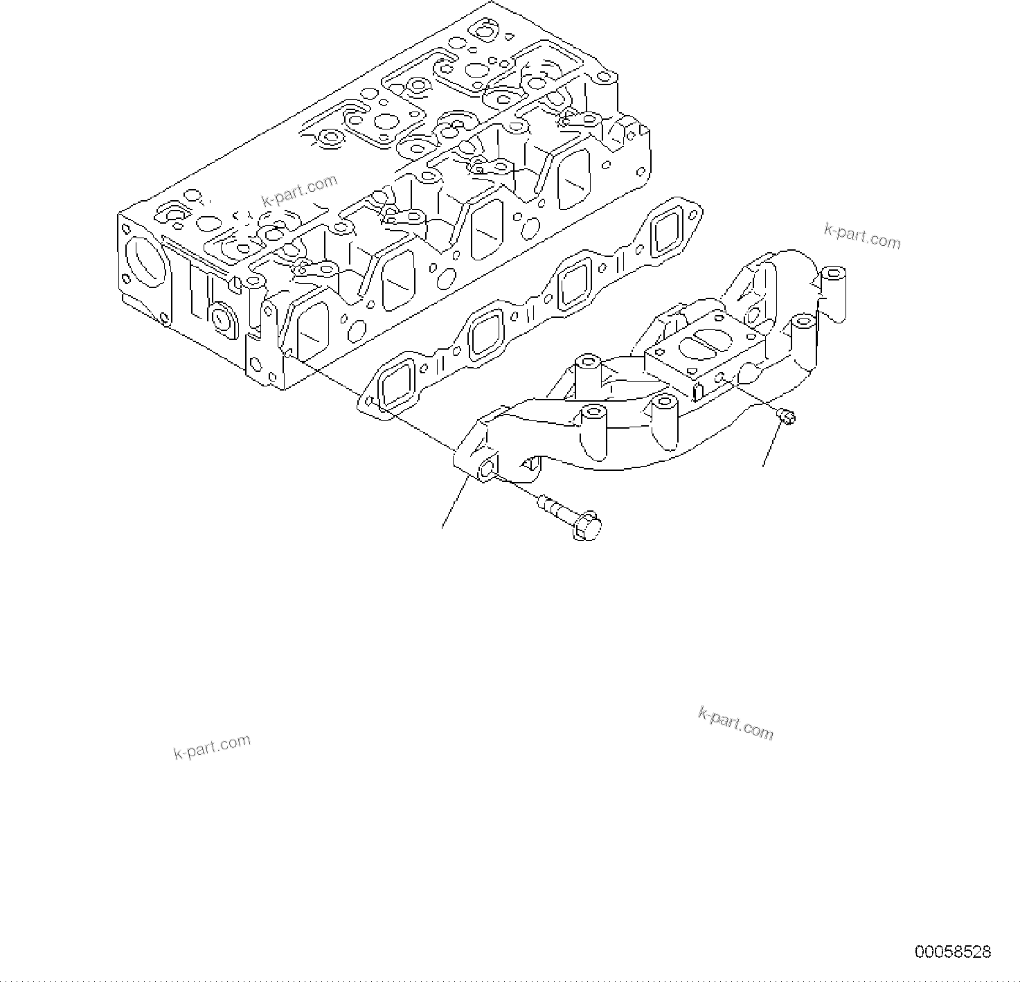 Komatsu parts book diagram for PC118MR-8 S/N F00003 AND UP: EXHAUST MANIFOLD