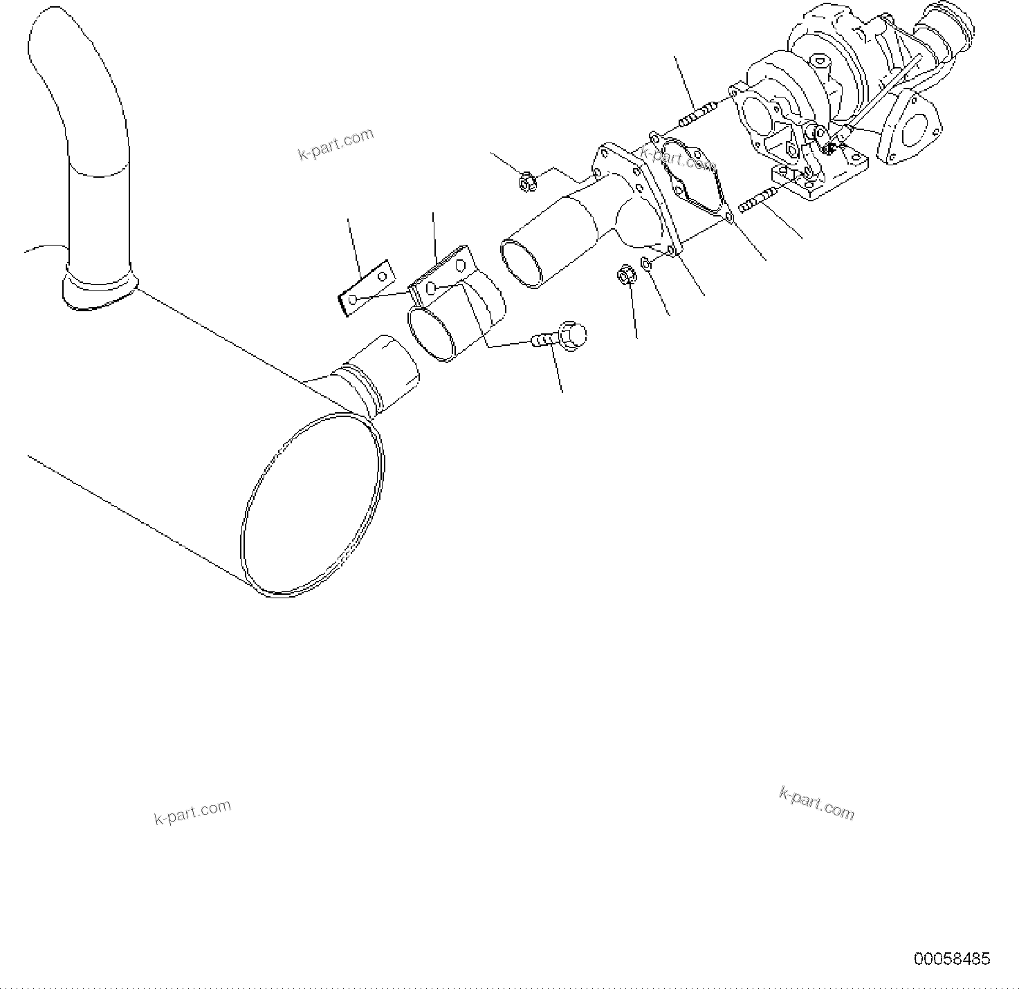 Komatsu parts book diagram for PC118MR-8 S/N F00003 AND UP: MUFFLER PIPE
