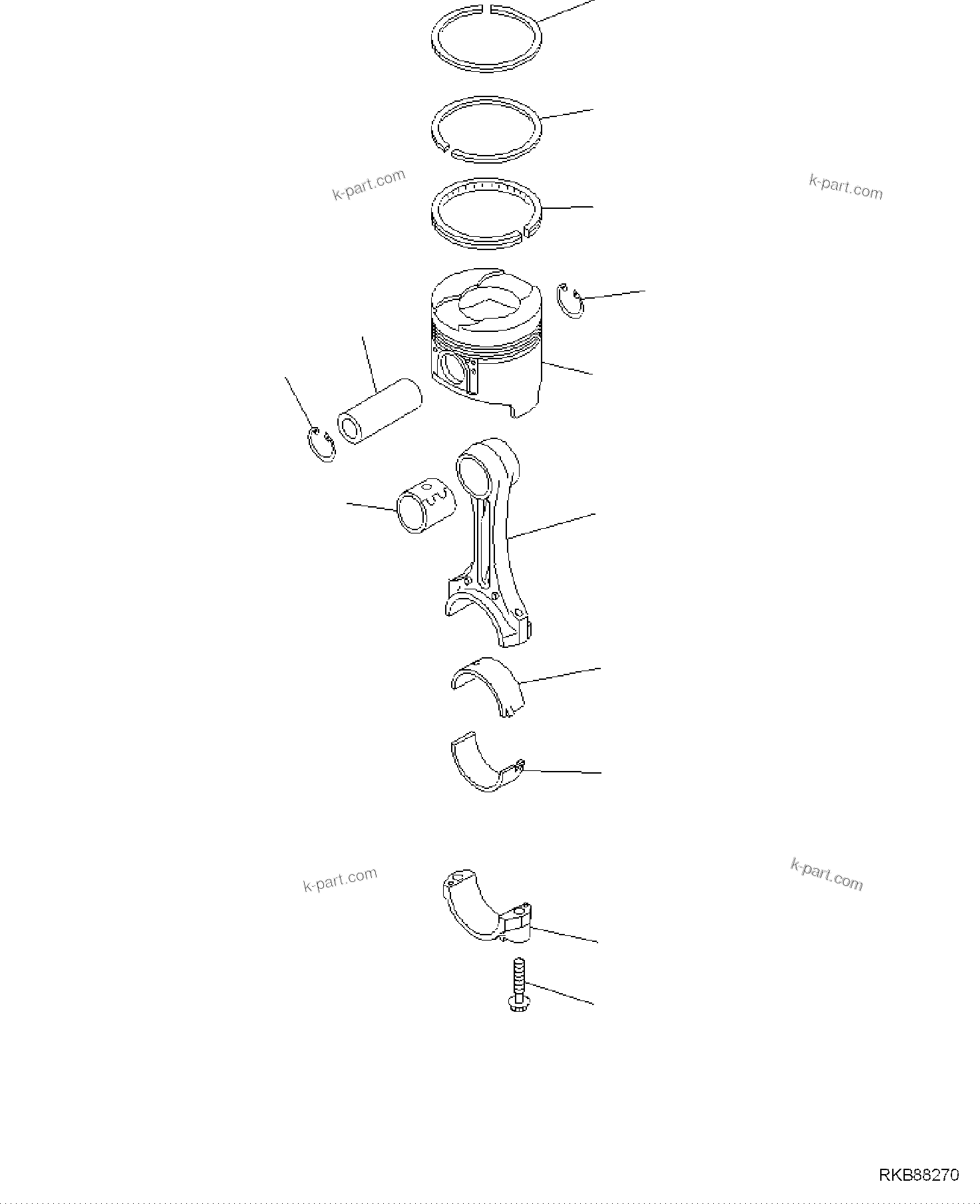 Komatsu parts book diagram for PC118MR-8 S/N F00003 AND UP: PISTON